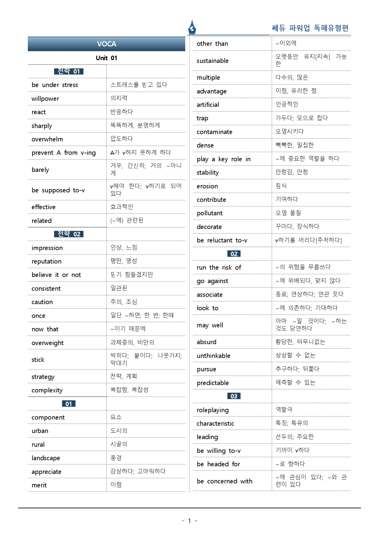 파워업 독해유형편_Unit 01_워크북+변형문제(57p)_preview_1