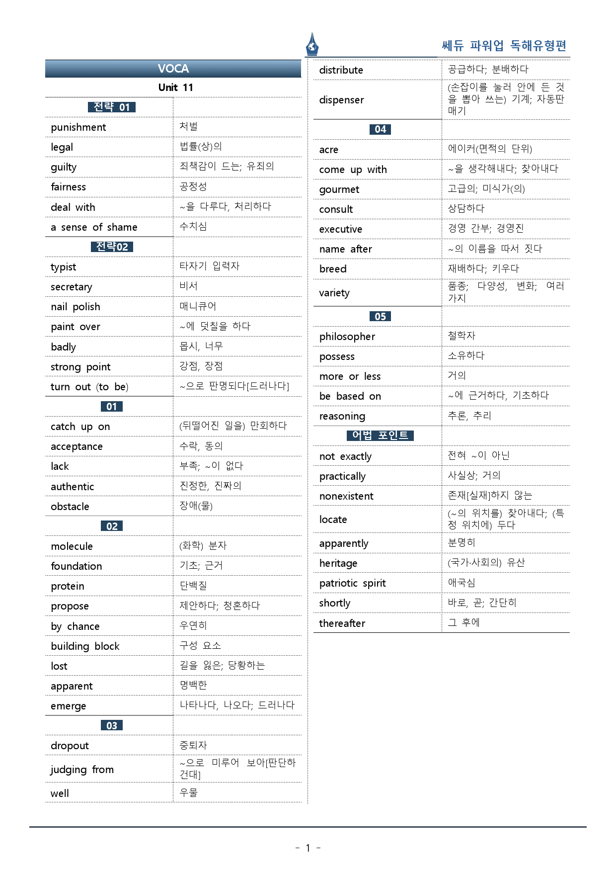 파워업 독해유형편_Unit 11_워크북+변형문제(50p)_preview_1