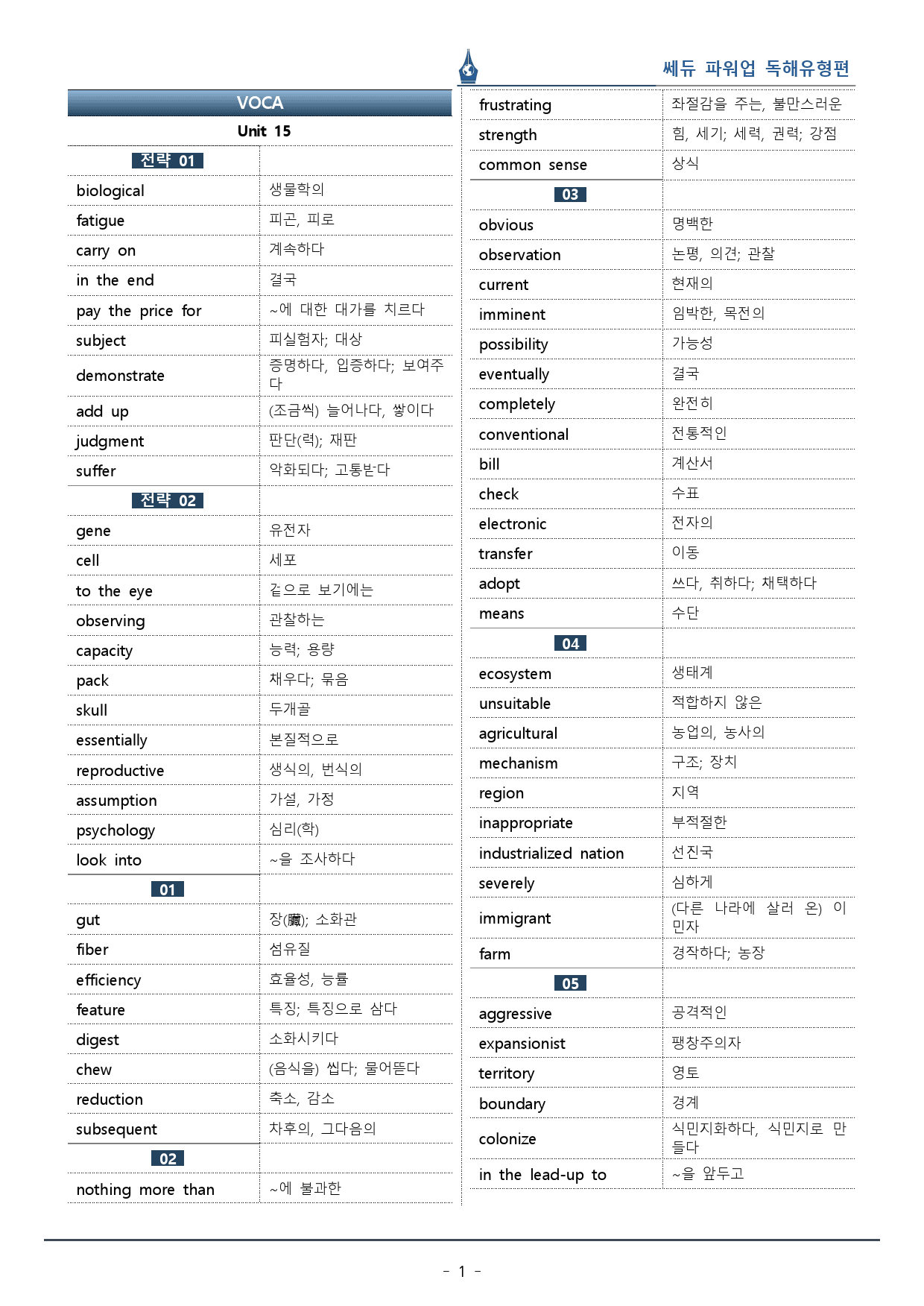 파워업 독해유형편_Unit 15_워크북+변형문제(61p)_preview_1