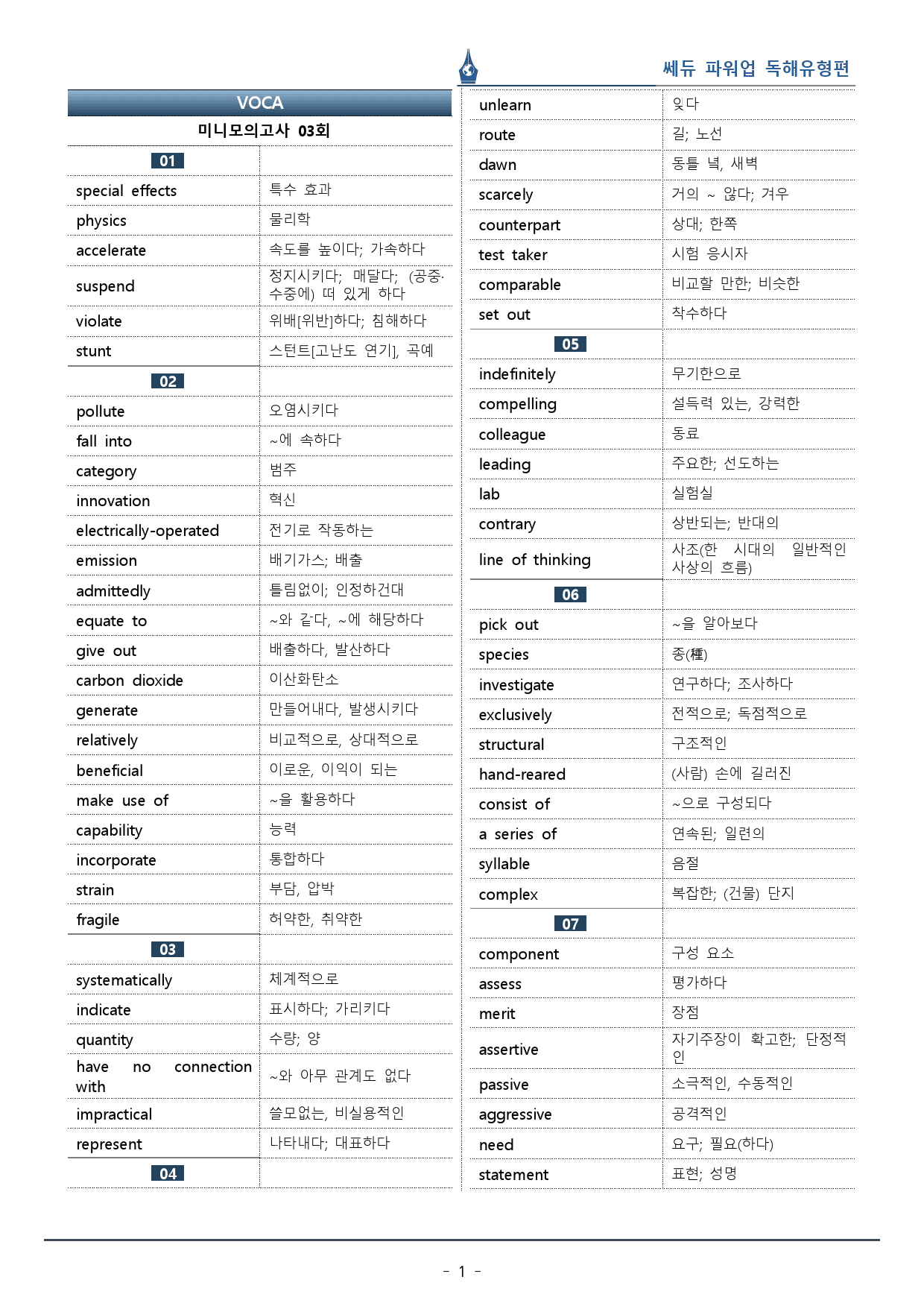파워업 독해유형편_미니모의고사 3회_워크북+변형문제(55p)_preview_1