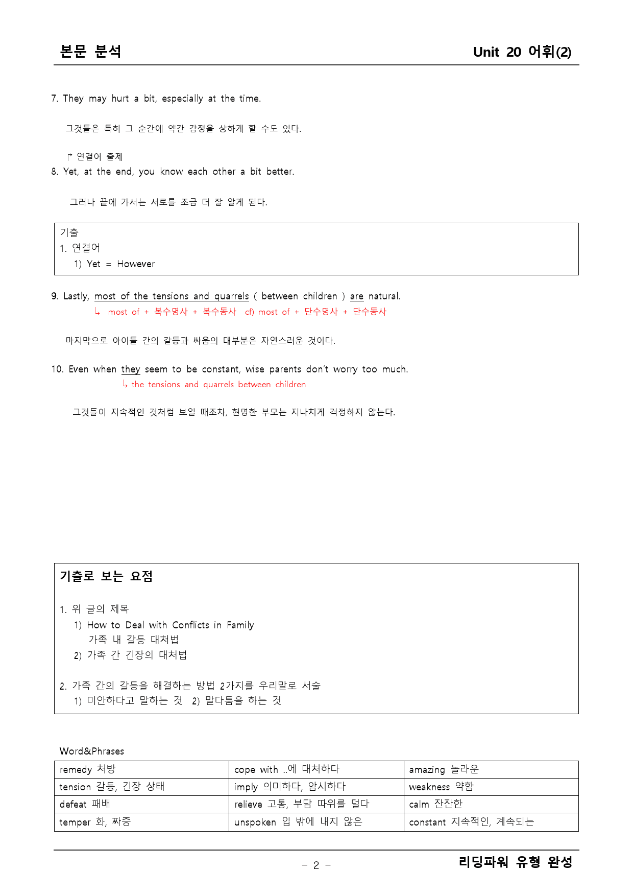 리딩파워 유형완성 20단원 본문분석+어법어휘_preview_2
