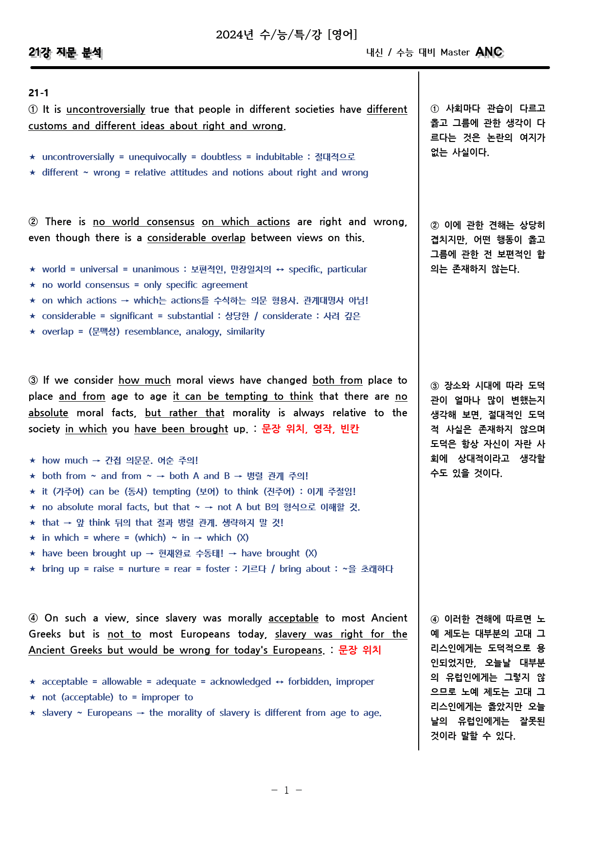 수능 특강 영어 21강 지문 분석과 필기용 빈칸_preview_1