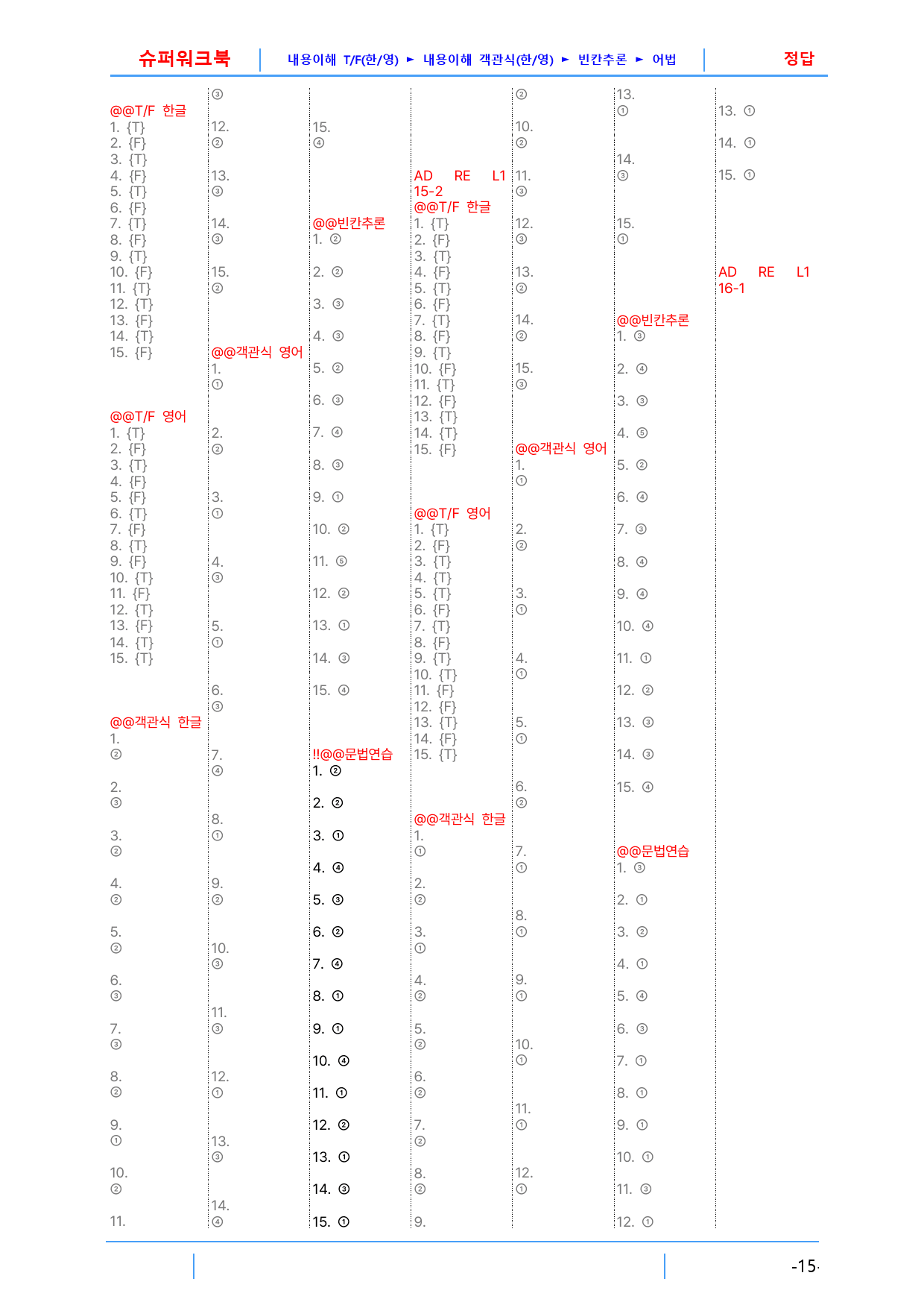 AD Reading Expert L1, 15장 슈퍼워크북(핵심 6종 자료_preview_11