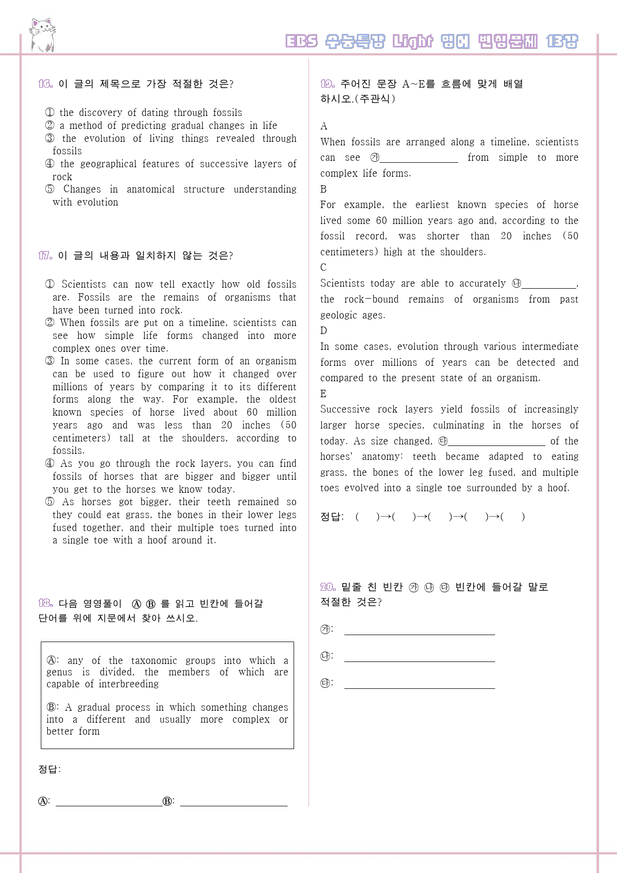 수능특강 라이트 light 영어 13강 13과 변형문제 서술형 고난도_preview_4