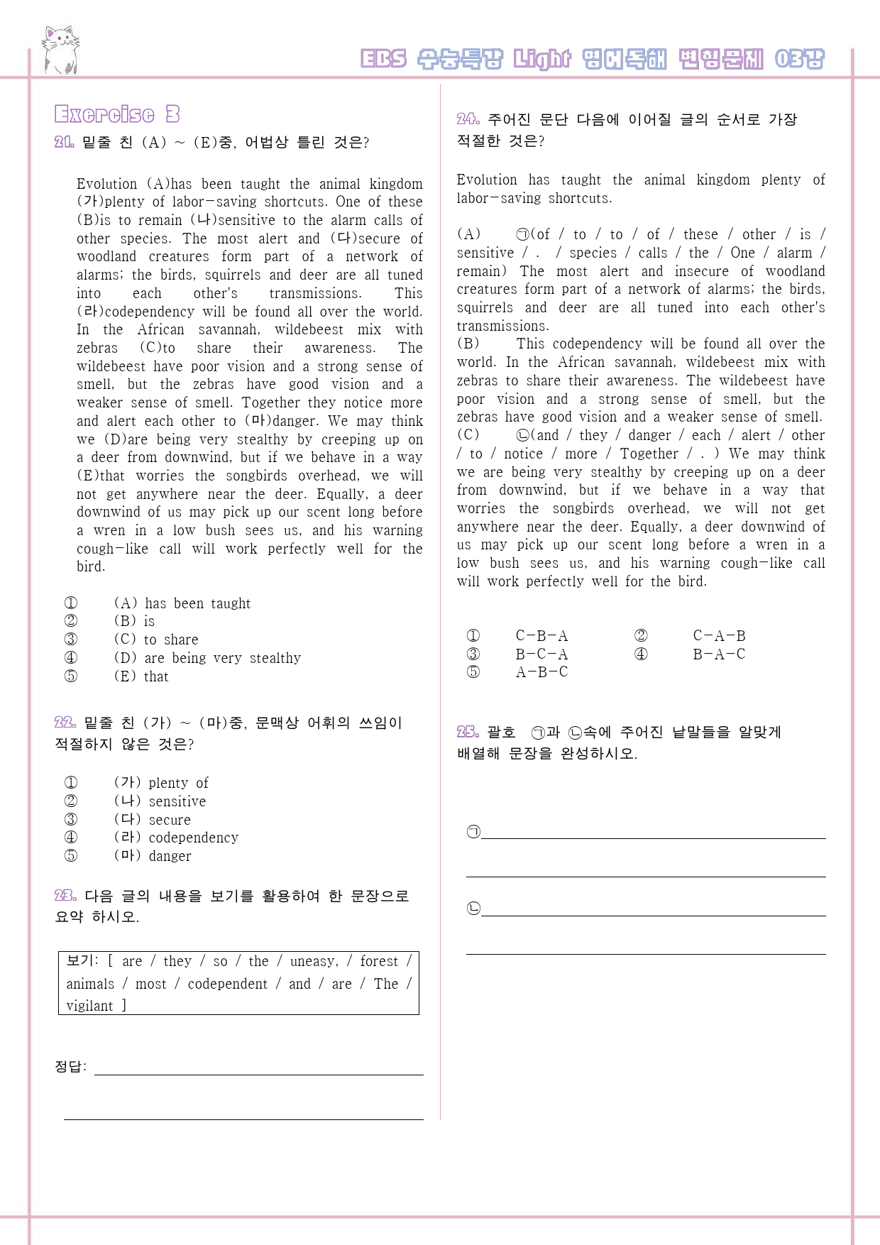 수능특강 라이트 light 영어독해연습 3강 3과 변형문제 수능라이트_preview_5
