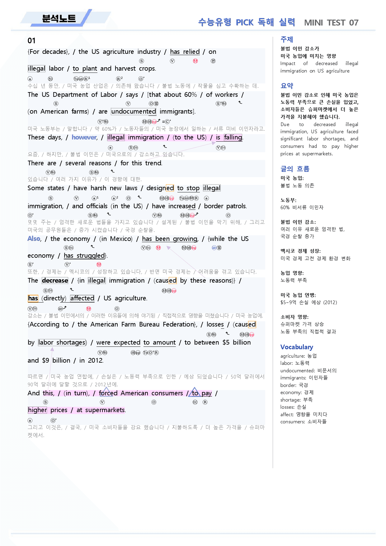 수능유형 픽 pick 독해 실력 분석 노트 미니 테스트 test 07_preview_2