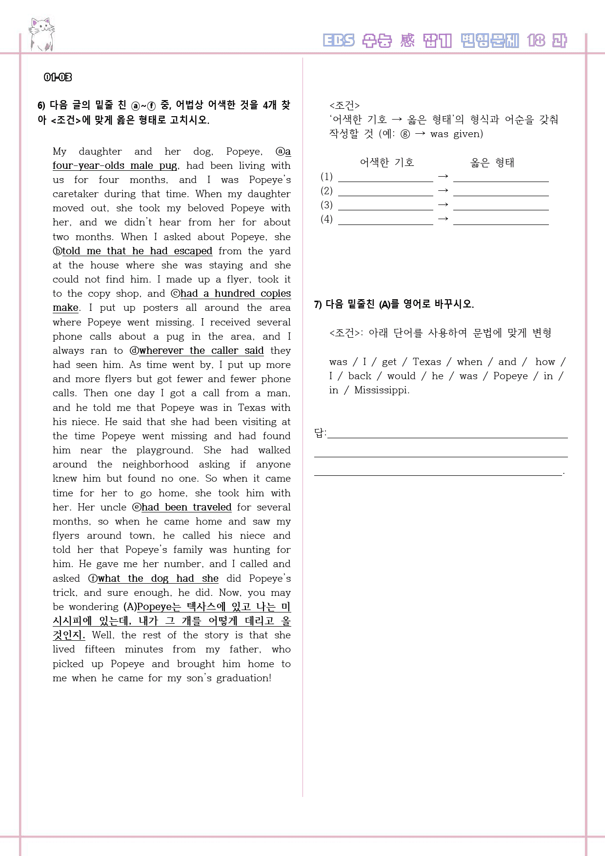 수능 감잡기 고등 영어 18 18강 18과 변형문제 수능감잡기_preview_3