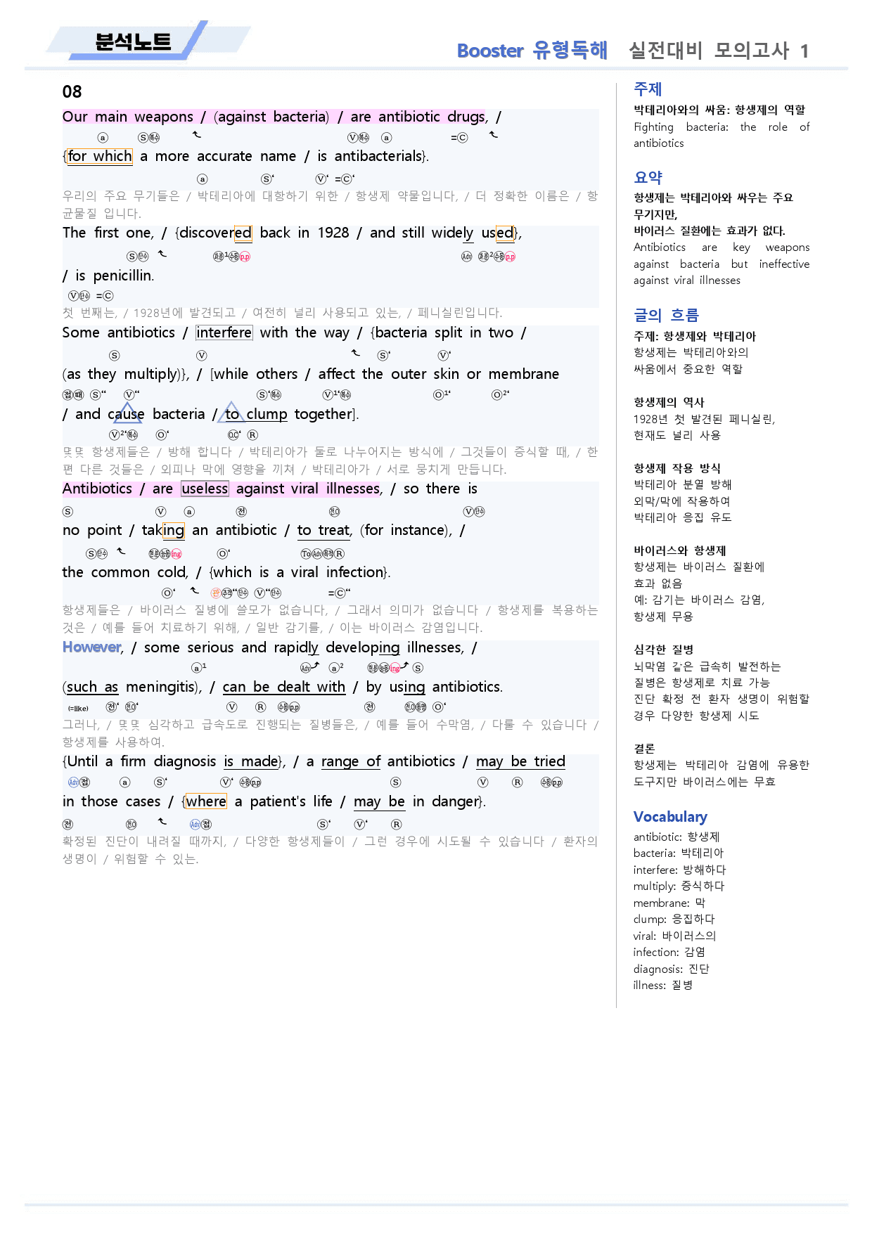 부스터 유형독해 분석노트 실전 모의고사 01 1회 BOOSTER _preview_9