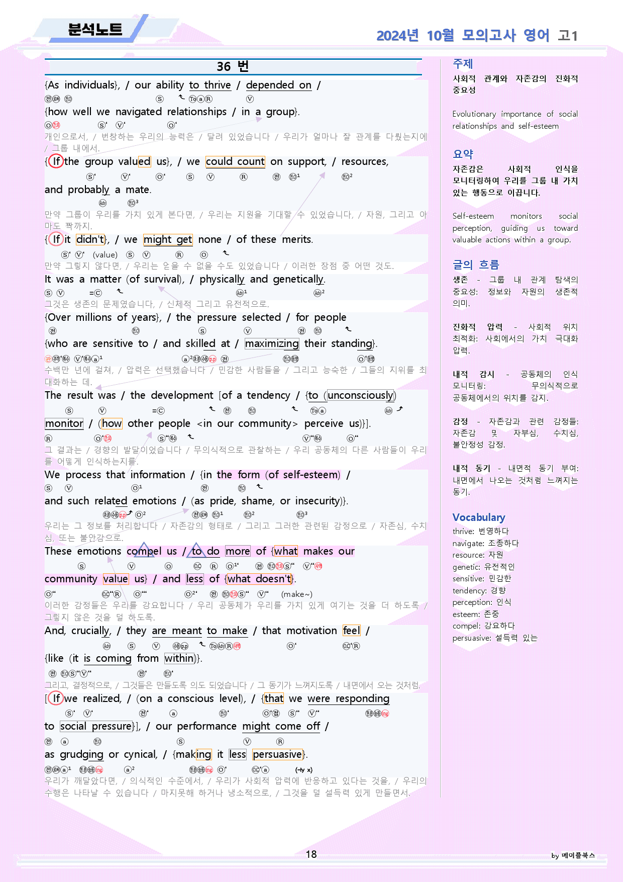 2024년 10월 모의고사 영어 고1 분석노트 + 워크북_preview_18