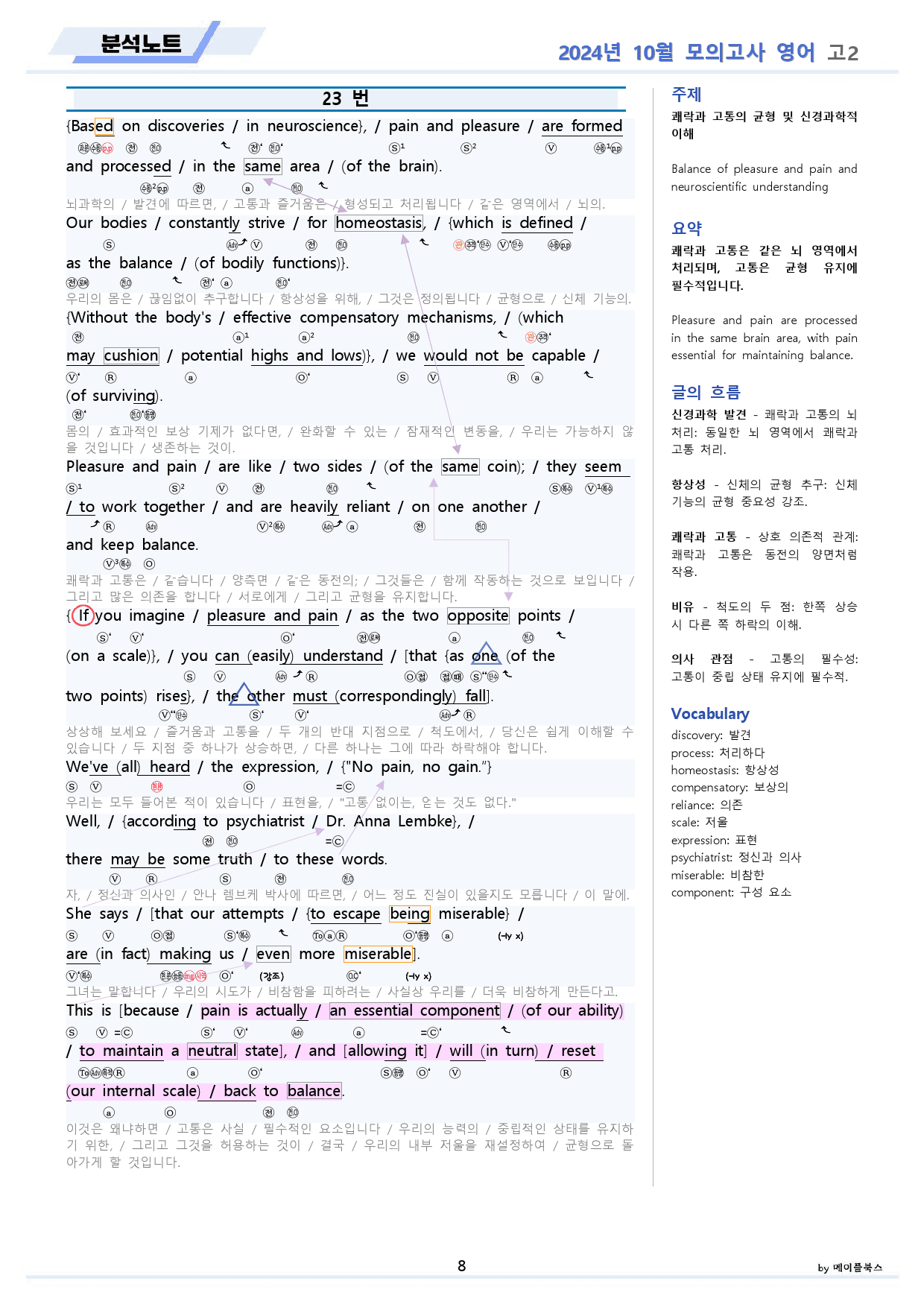 2024년 10월 모의고사 영어 고2 분석노트 + 워크북_preview_8