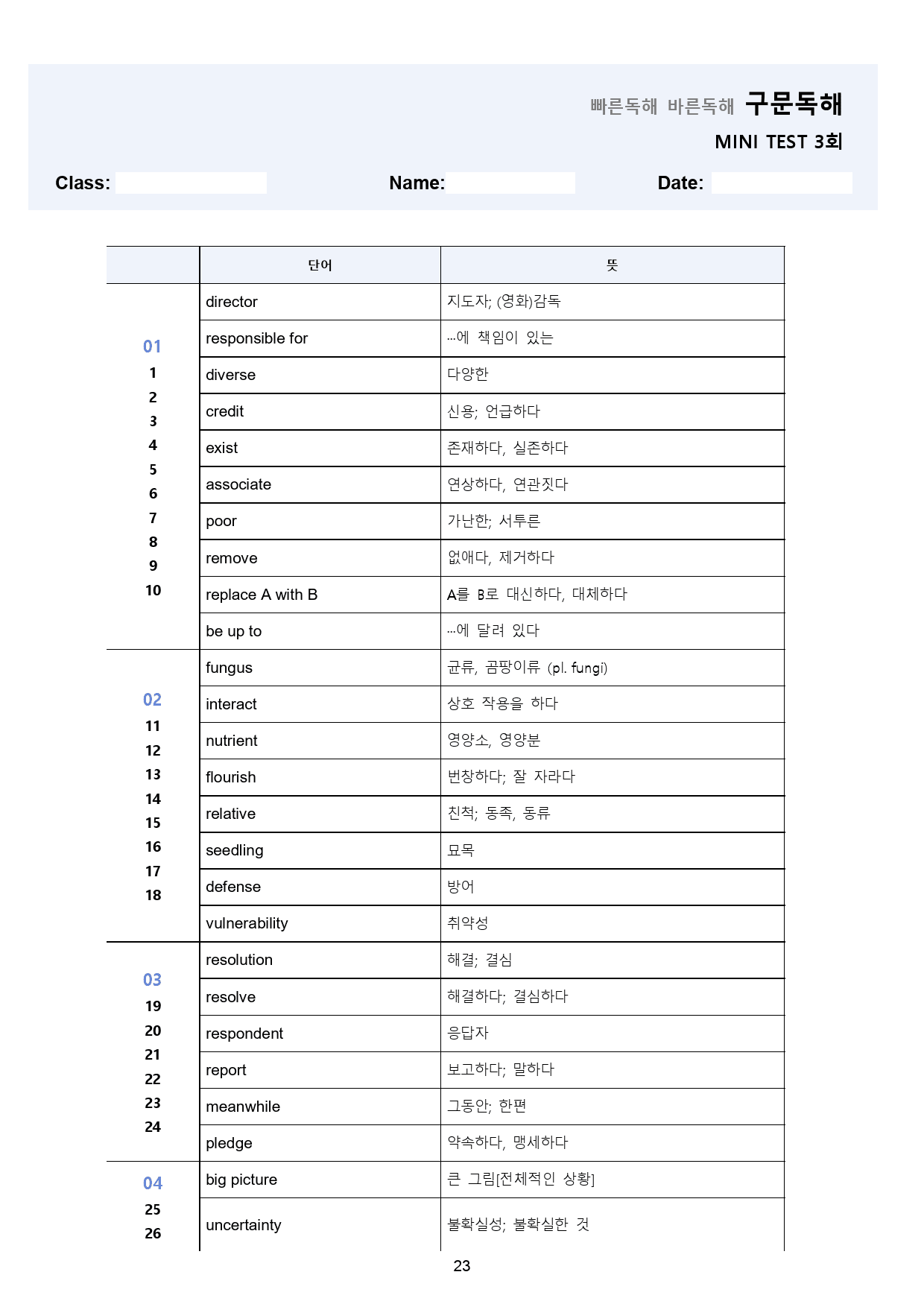 빠바 구문 독해 분석 변형문제 워크북 미니 테스트 3회 올인원_preview_23