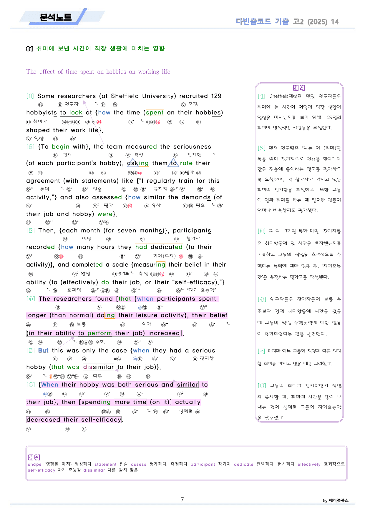 다빈출 고2 분석노트 + 변형문제 + 워크북 14 14강 14과 25년_preview_7
