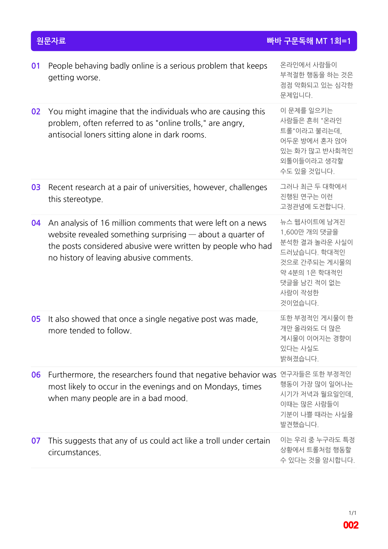 빠바 구문독해 Mini Test 1회 메가 워크북(60문제X5회)_preview_2