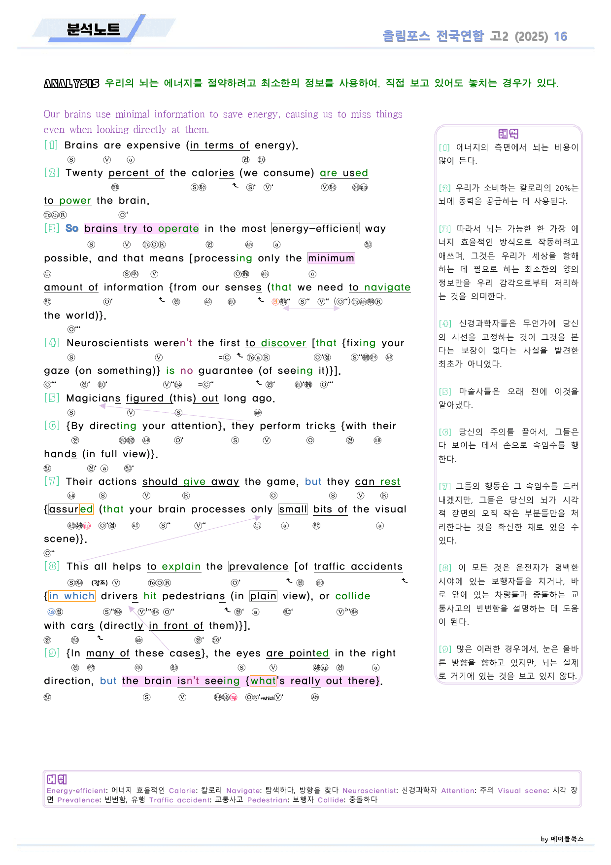 2025 올림포스 전국연합 기출 영어 고2 분석노트 16 16강 16과_preview_1
