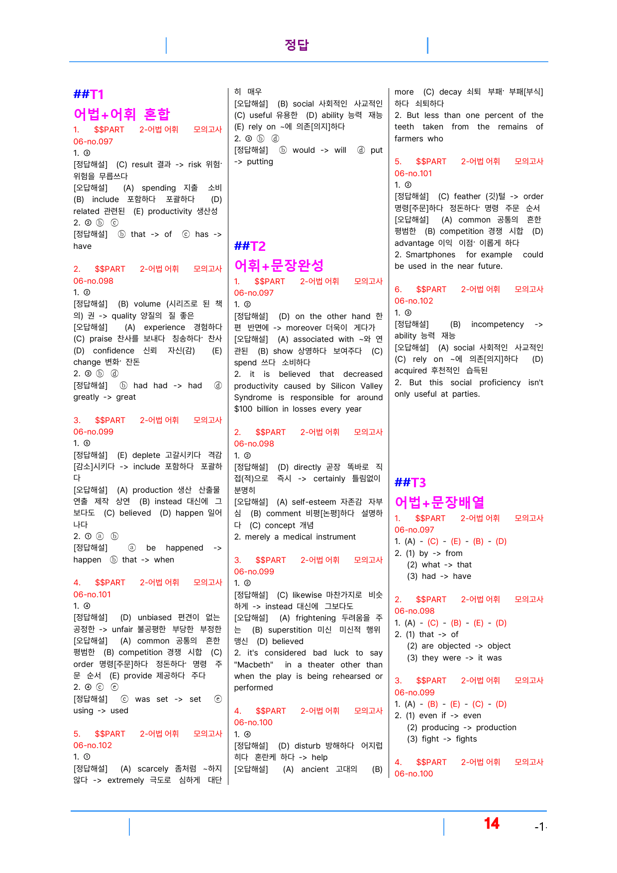 수능만만 기본 문법어법어휘 150제 P2-모의고사6 빠른변형문제 24제_preview_14
