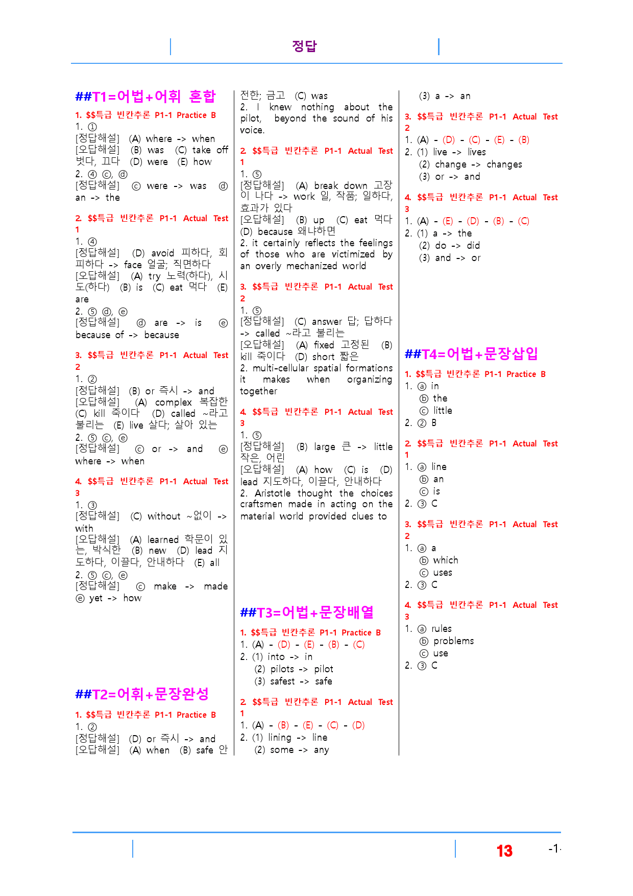 특급 빈칸추론 Part 1-1, 빠른변형문제 16제_preview_13