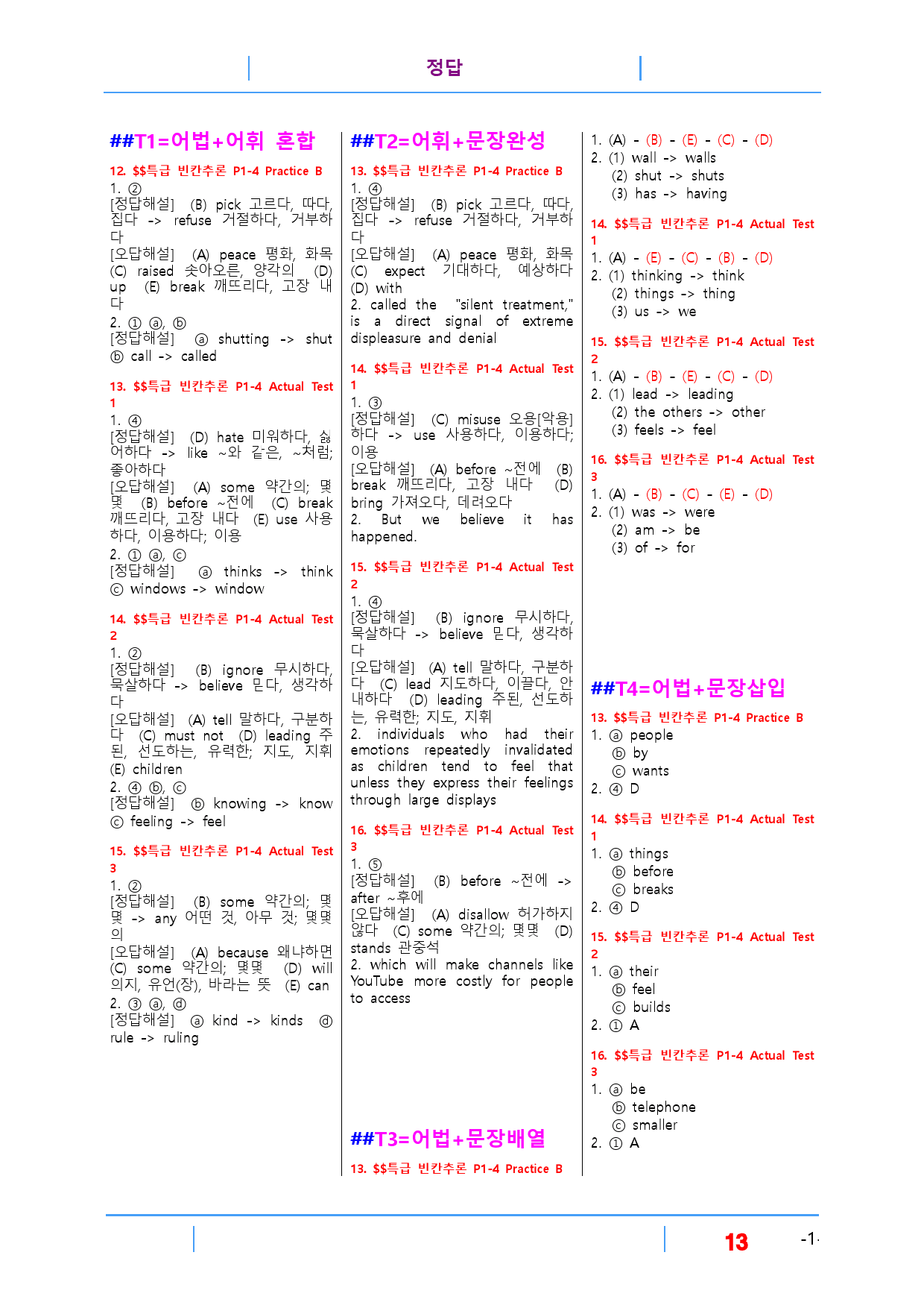 특급 빈칸추론 Part 1-4, 빠른변형문제 16제_preview_13