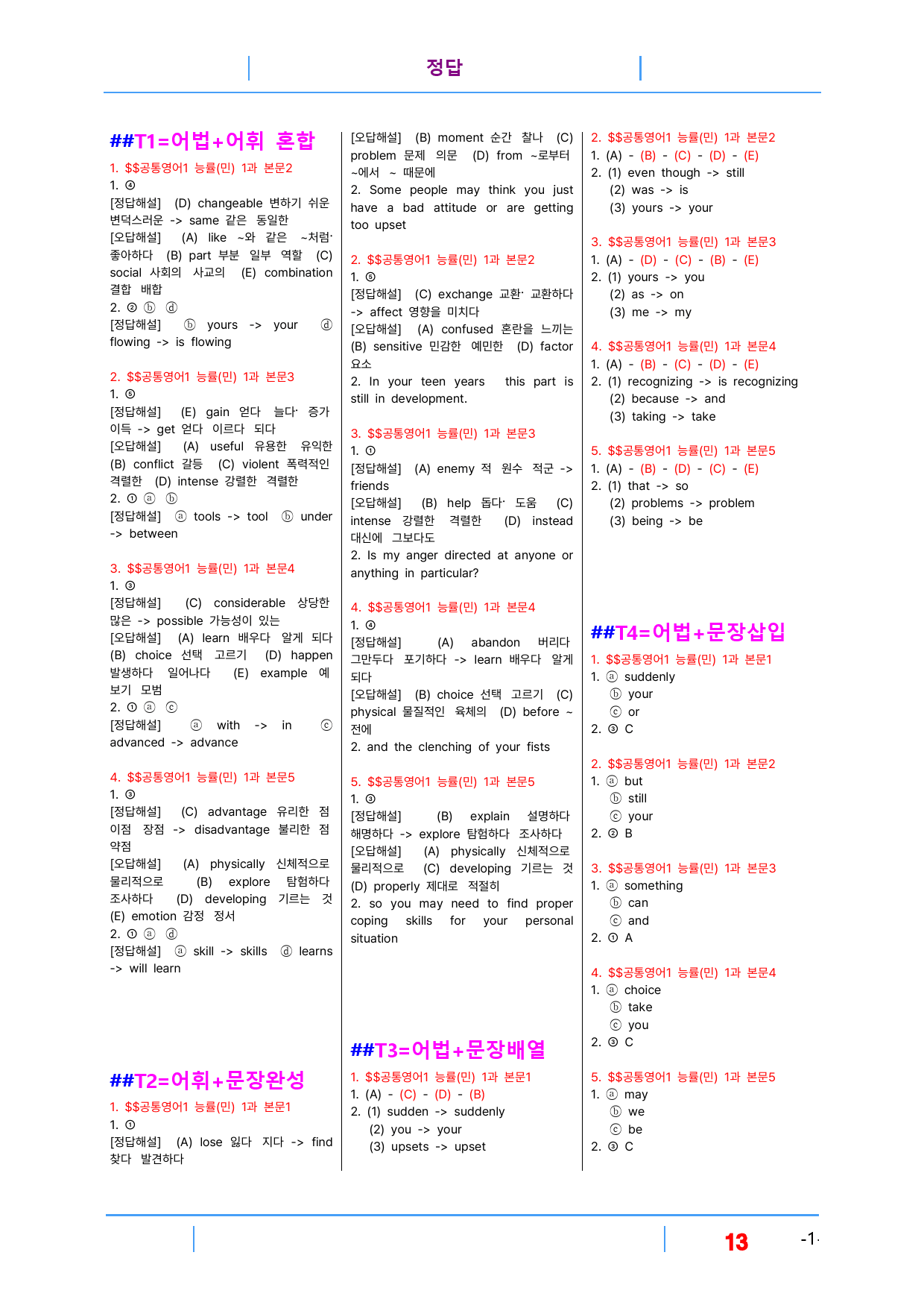 공통영어1 능률(민) 1과 빠른변형 20제_preview_13