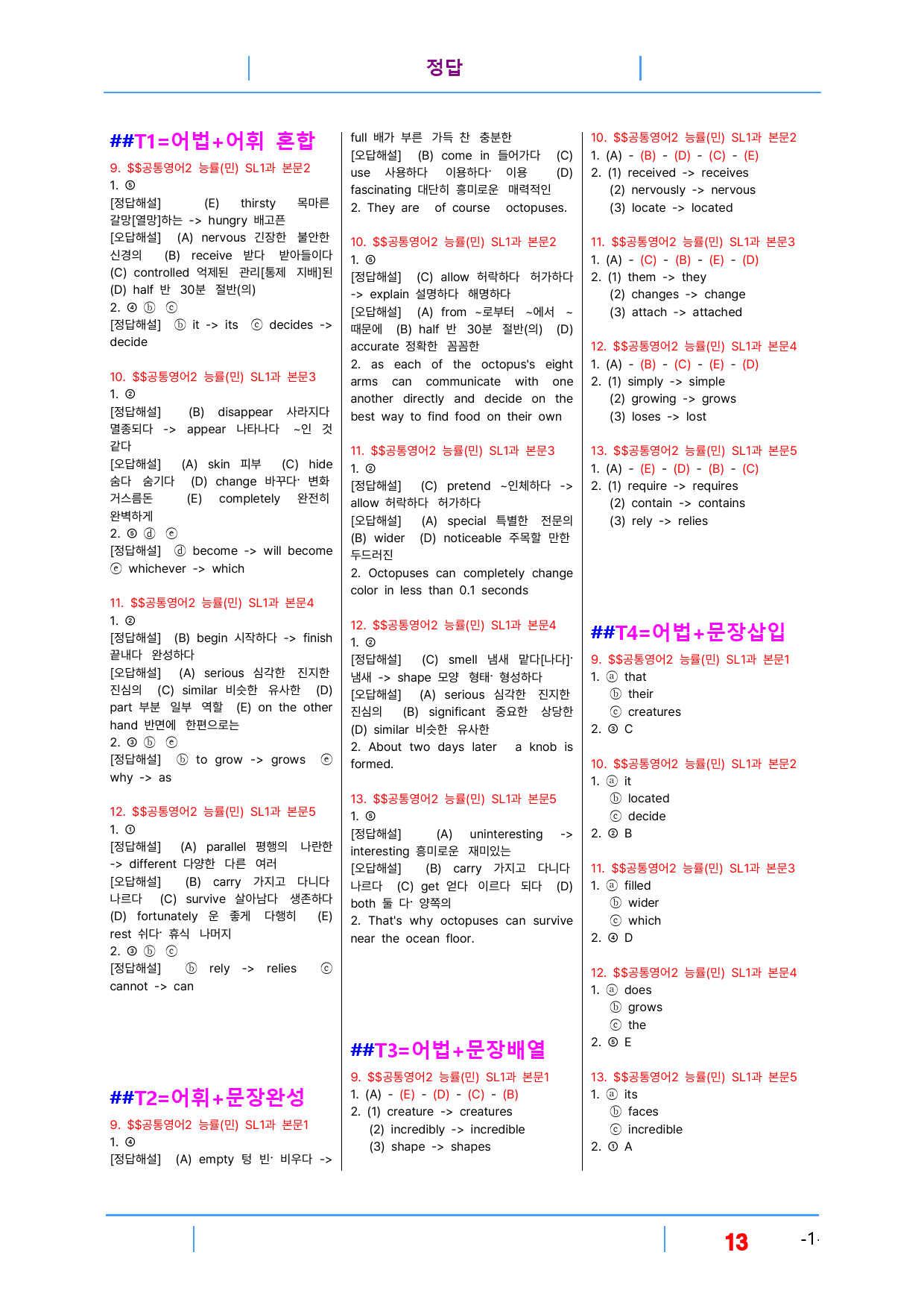 공통영어2 능률(민) SL1과 빠른변형 20제_preview_13
