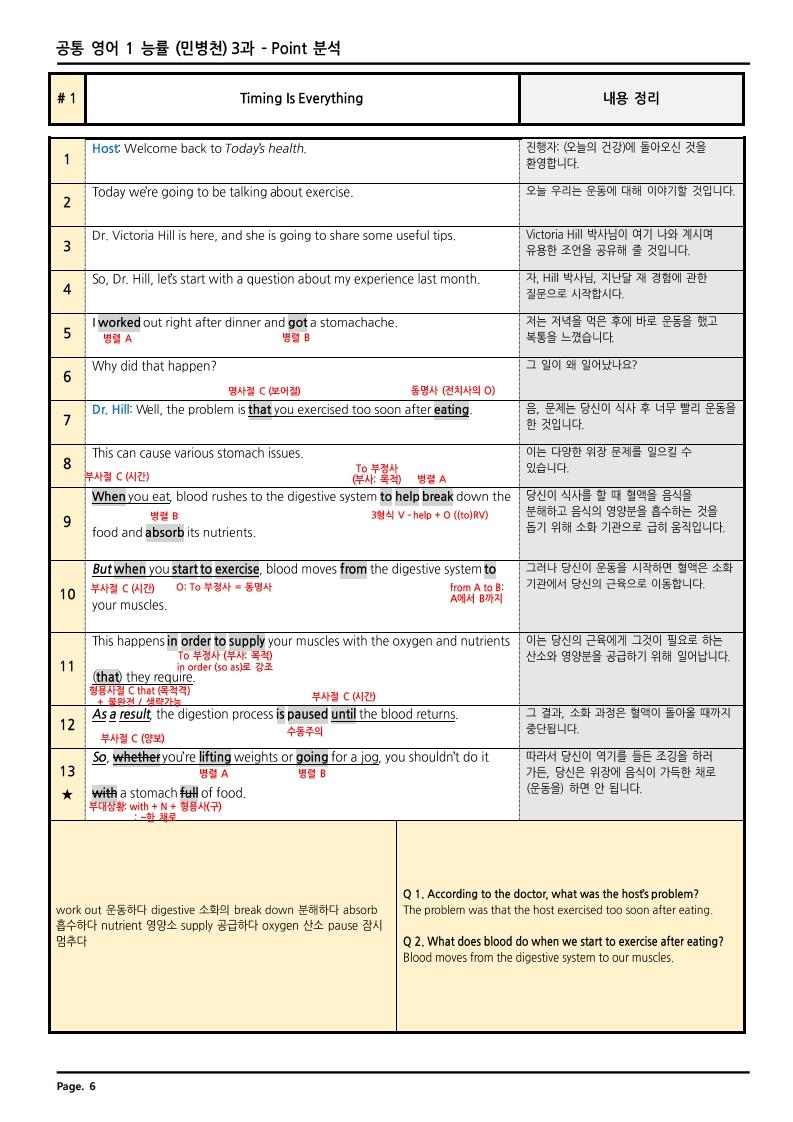 공통 영어1 능률 (민병천) 3과 깔끔한 분석과 완벽한 테스트_promotion