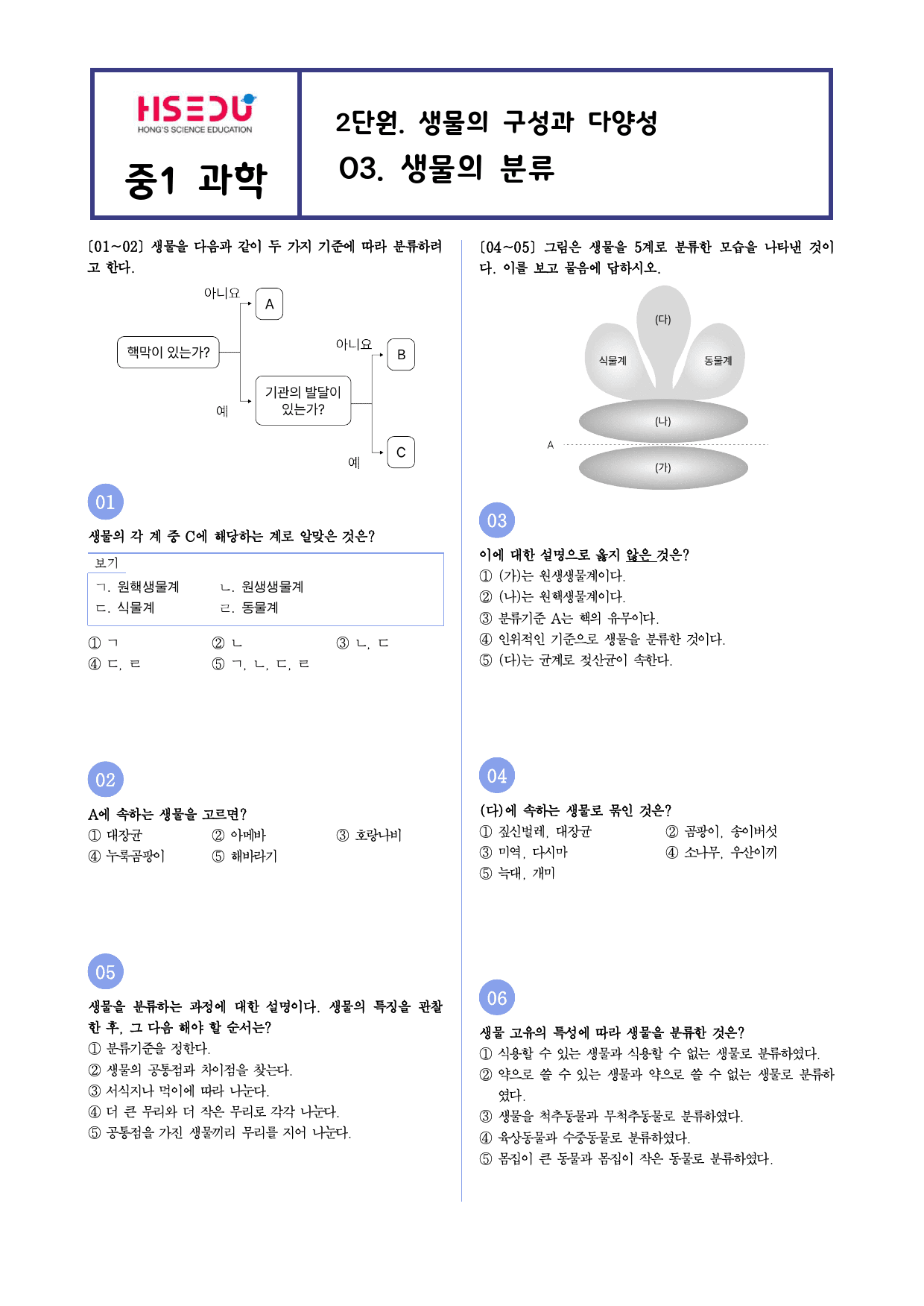 중1-1. 2단원 3. 생물의 분류_preview_1