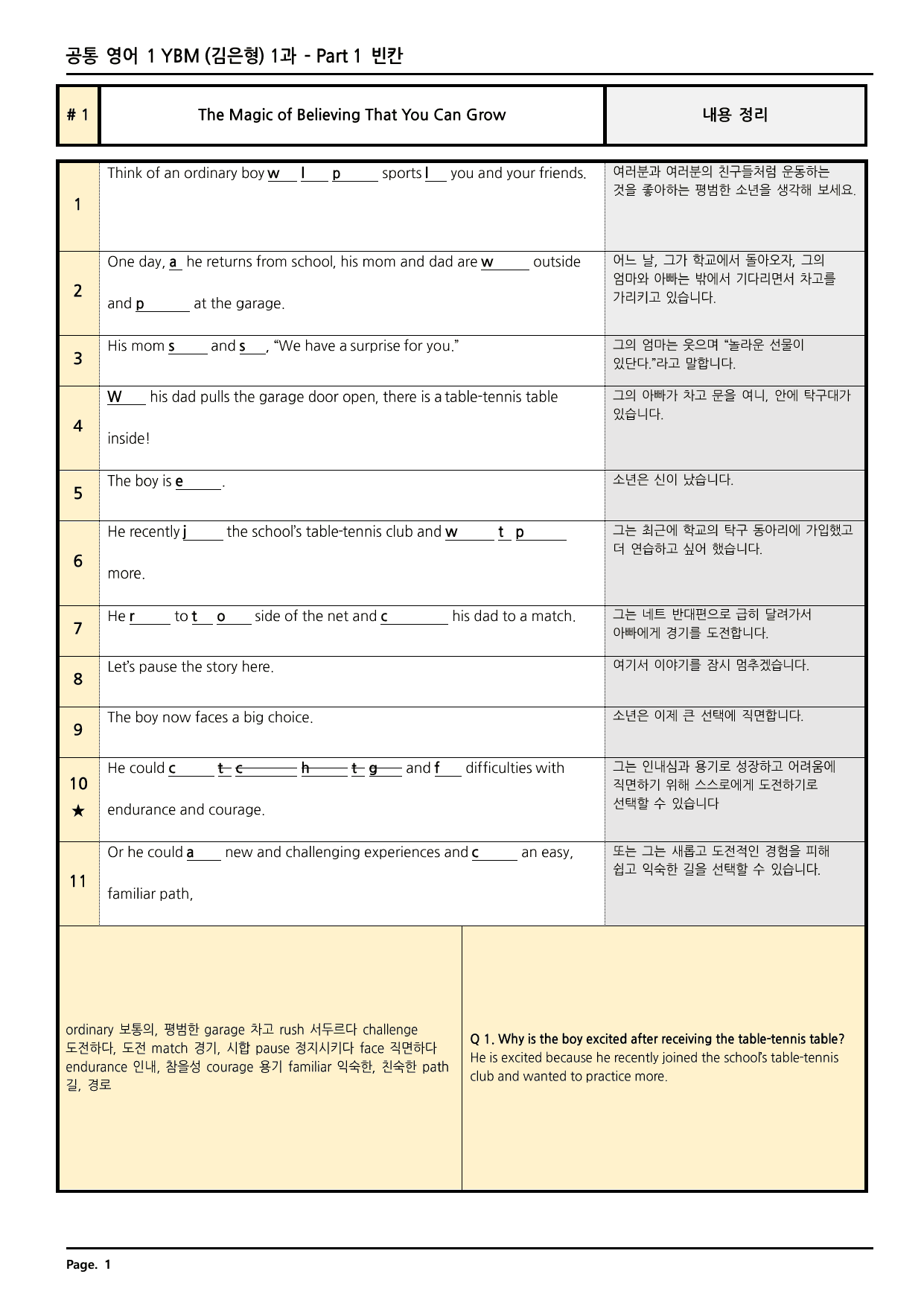 공통영어1 YBM(김) 1과 깔끔한 분석과 완벽한 테스트 (48페이지)_preview_undefined