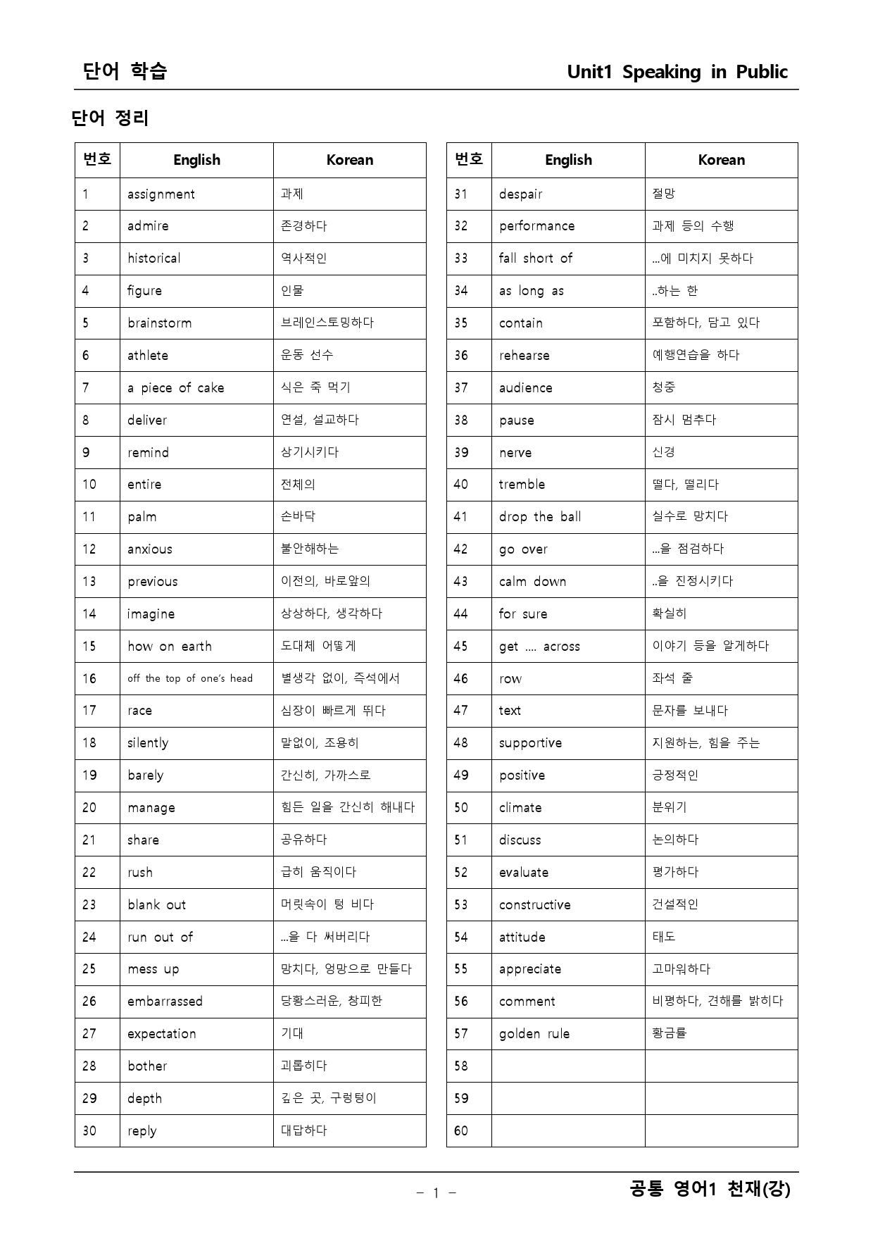 공통 영어1 천재(강) 1단원 분문분석+워크북 by 탑앤탑 Gram맘_preview_1