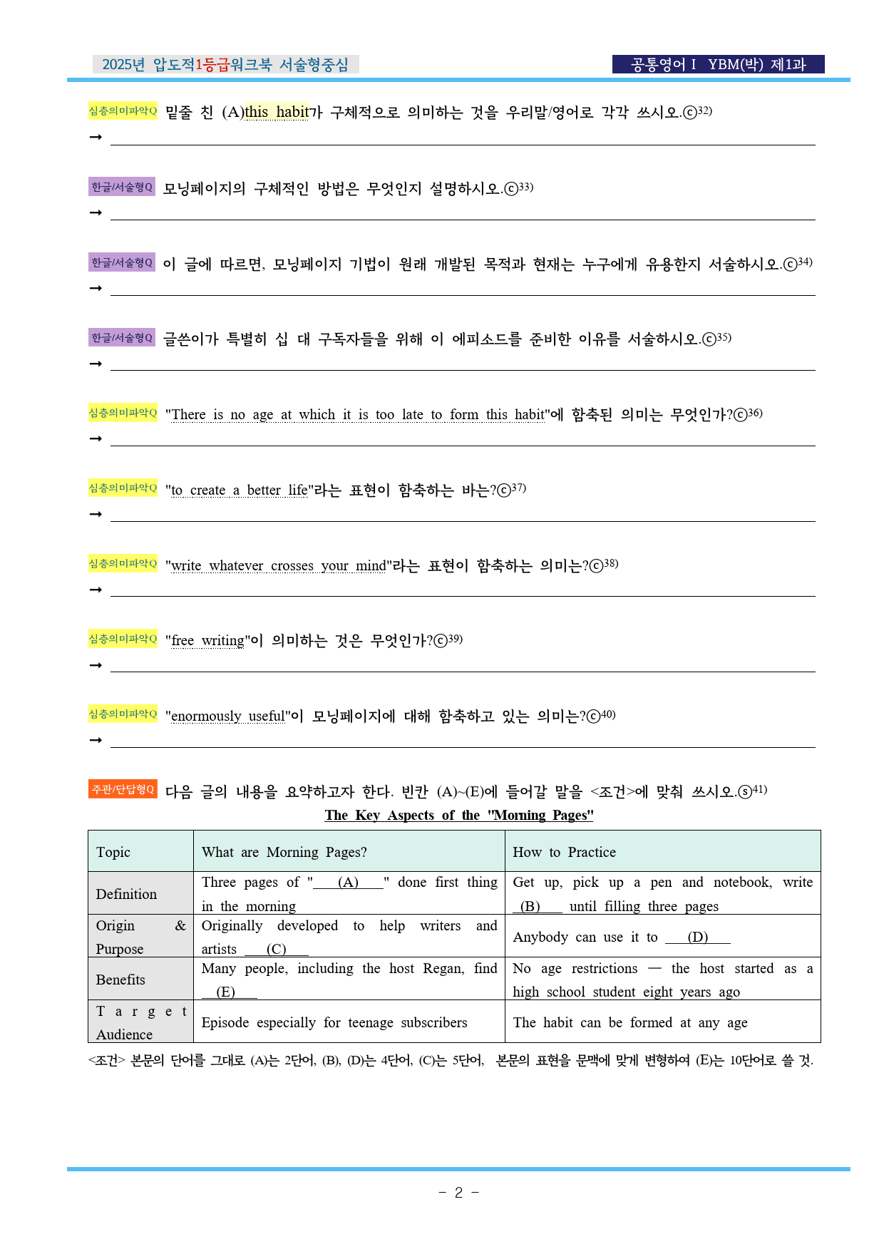 공통영어Ⅰ YBM(박) 제1과 EML워크북(서술형중심)(p35)_preview_2