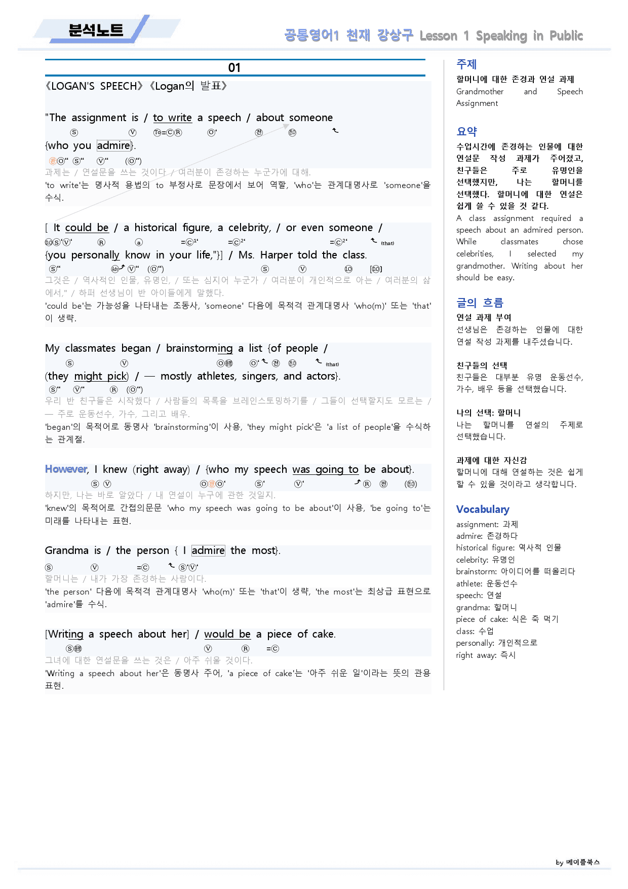 공통영어1 천재 강상구 1강 1과 분석노트 by 메이플북스_preview_2