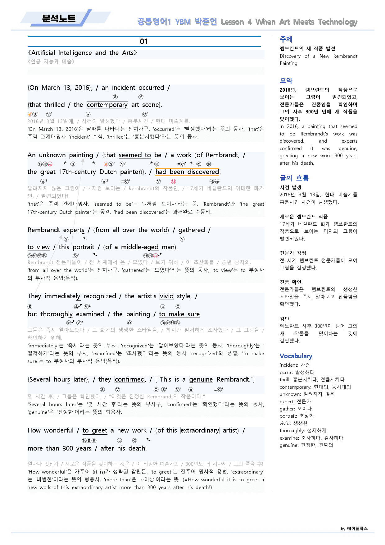 공통영어1 YBM 박준언 4강 4과 분석노트 by 메이플북스_preview_2