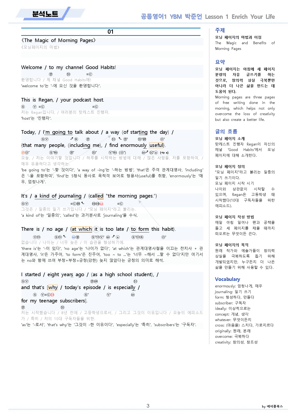 공통영어1 YBM 박준언 전체 통합 할인 분석노트 by 메이플북스_preview_3