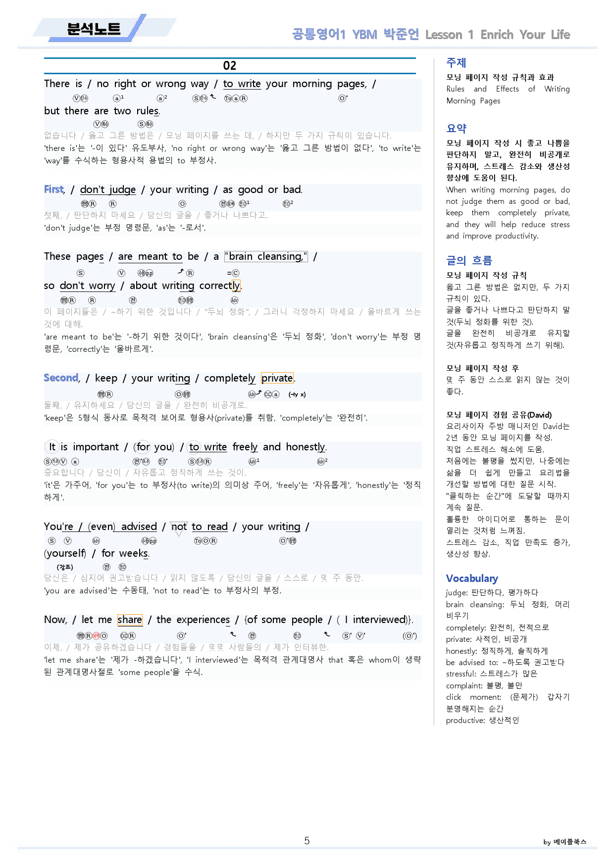 공통영어1 YBM 박준언 전체 통합 할인 분석노트 by 메이플북스_preview_5
