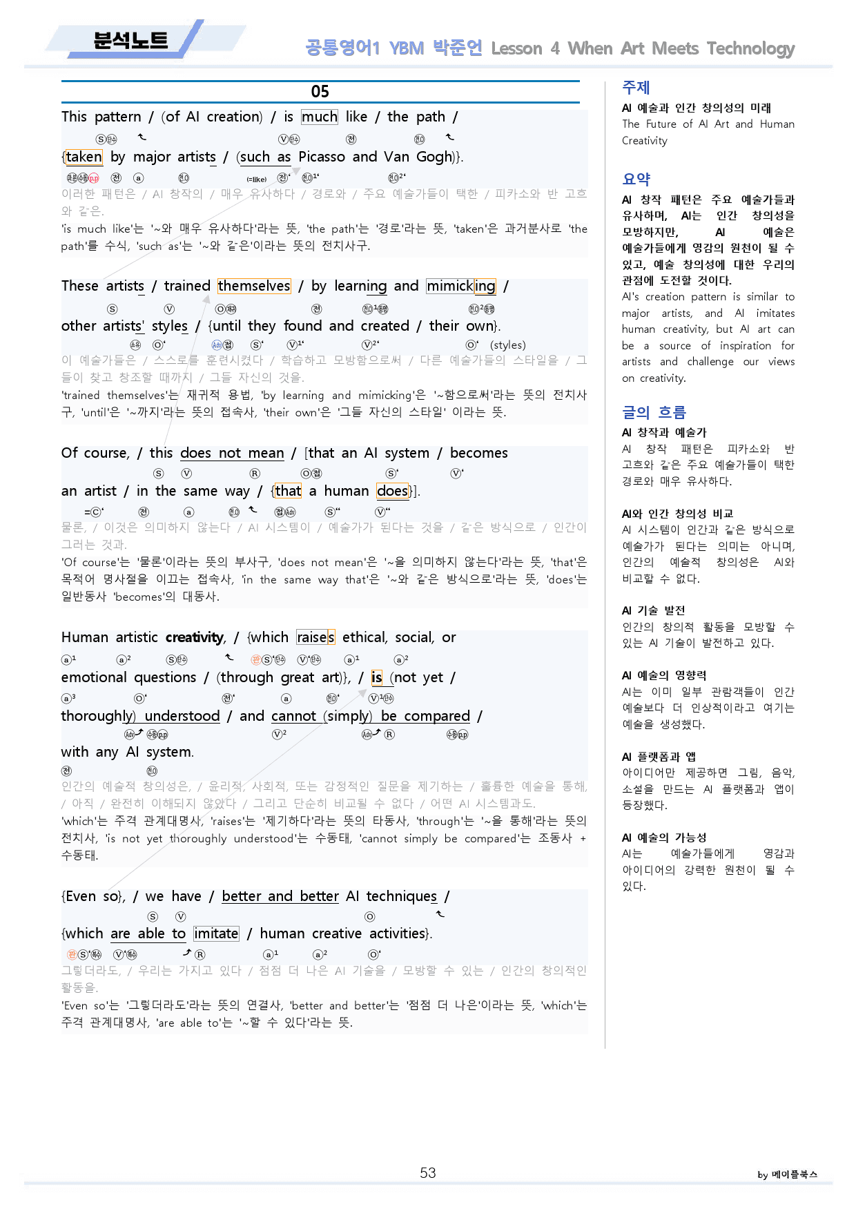 공통영어1 YBM 박준언 전체 통합 할인 분석노트 by 메이플북스_preview_53