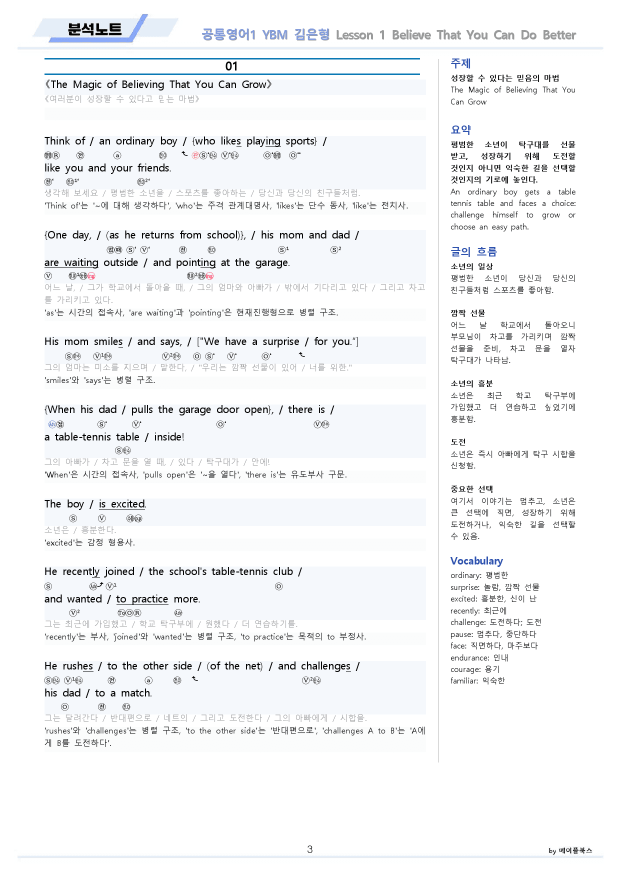공통영어1 YBM 김은형 전체 통합 할인 분석노트 by 메이플북스_preview_3