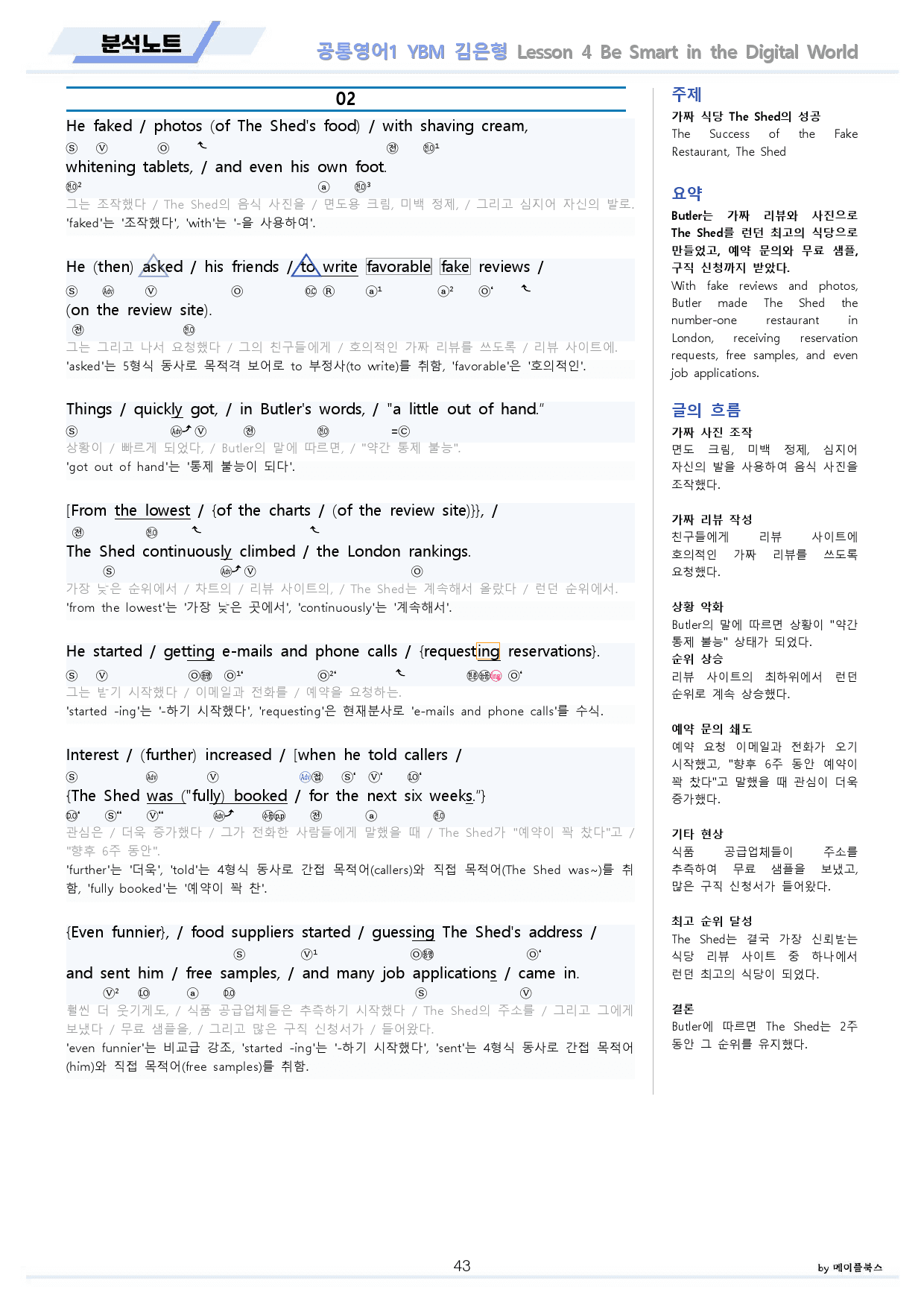 공통영어1 YBM 김은형 전체 통합 할인 분석노트 by 메이플북스_preview_43