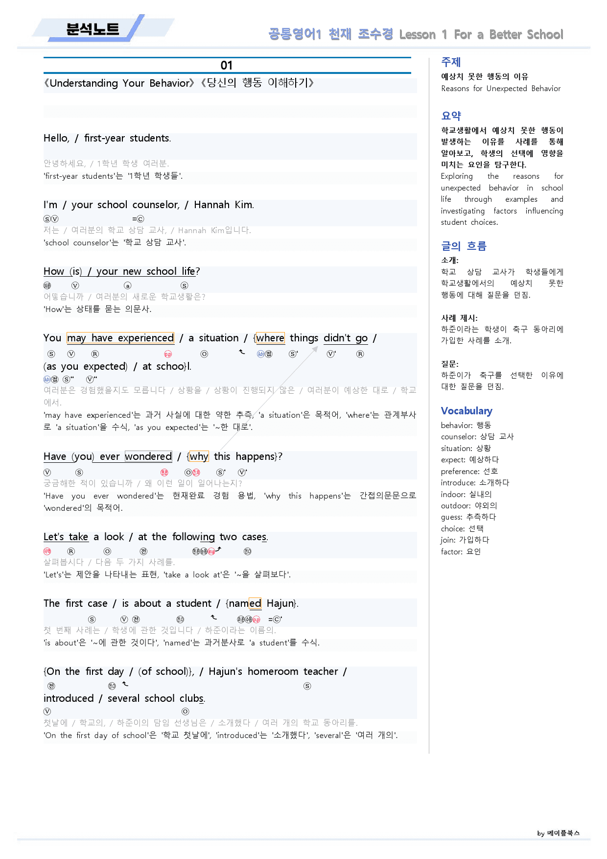 공통영어1 천재 조수경 1강 1과 분석노트 by 메이플북스_preview_2