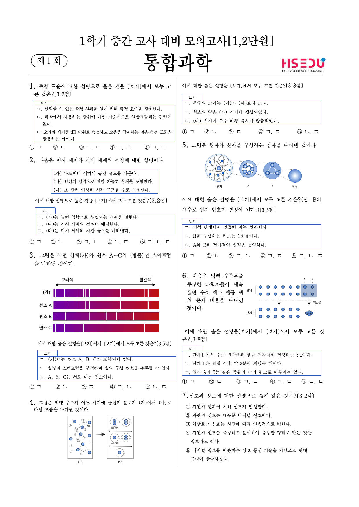 (파이널 모의고사)통합과학1학기 중간고사 대비 모의고사(1,2단원)1회_preview_1