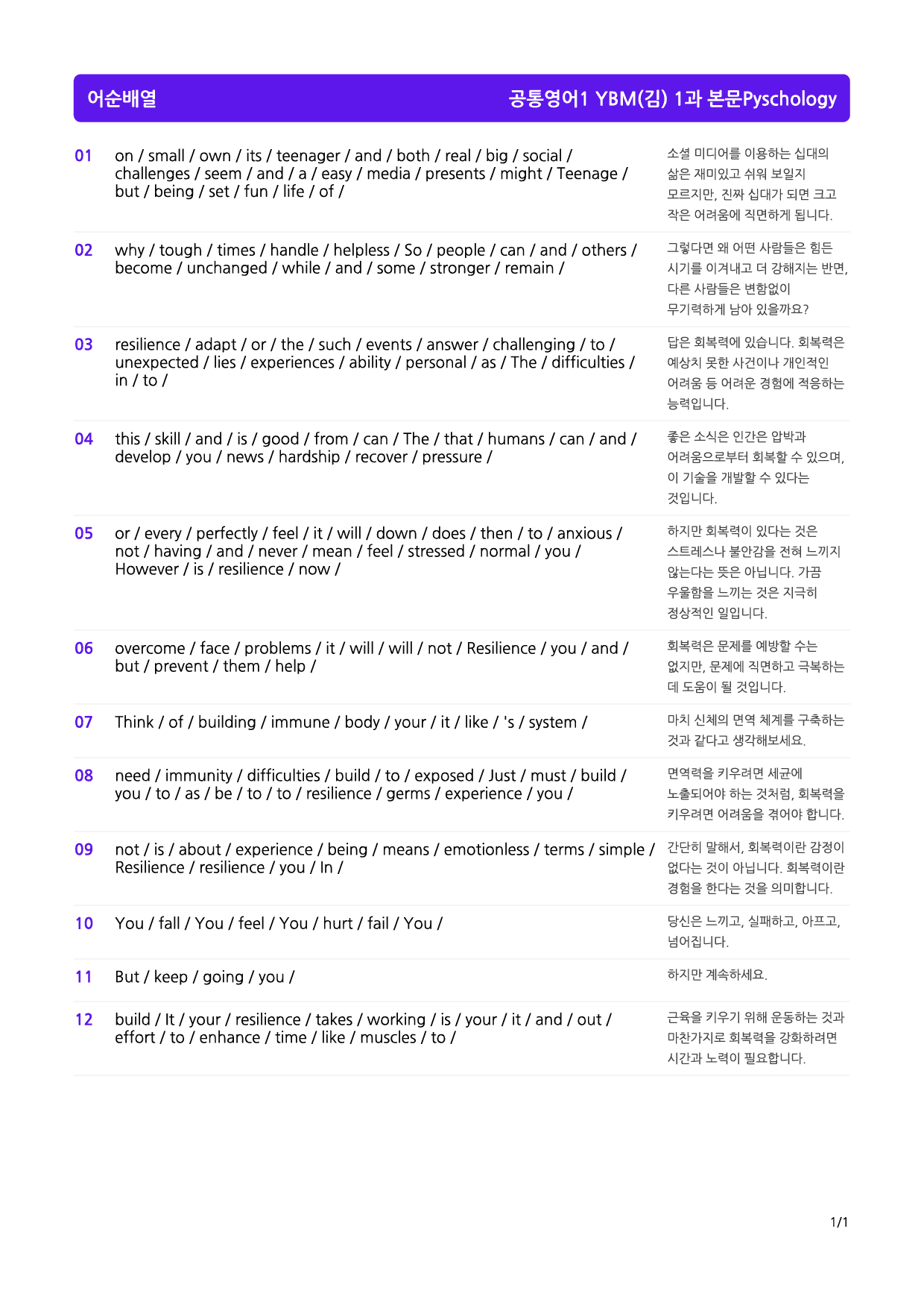 공통영어1 YBM(김) 1과, 빠른마인드맵+좌배빈_preview_39