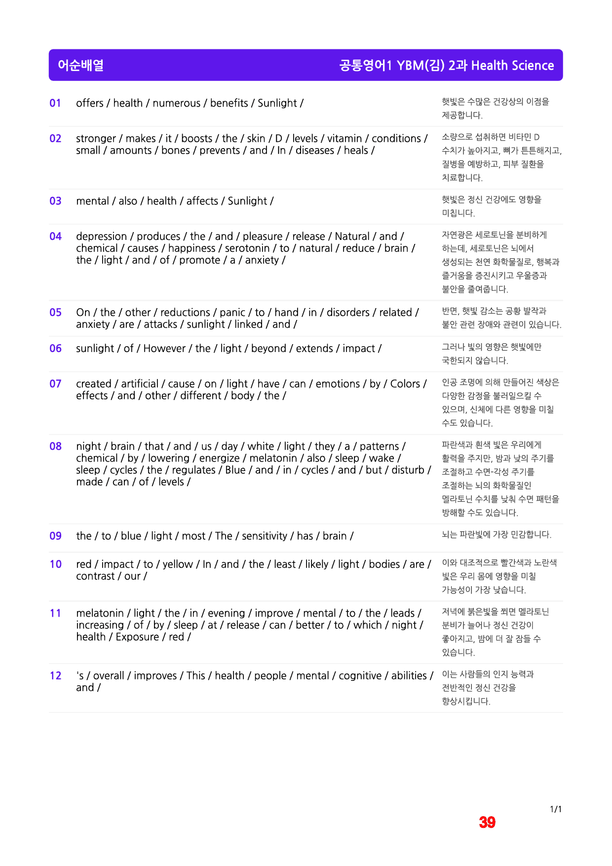 공통영어1 YBM(김) 2과, 빠른마인드맵+좌배빈_preview_39