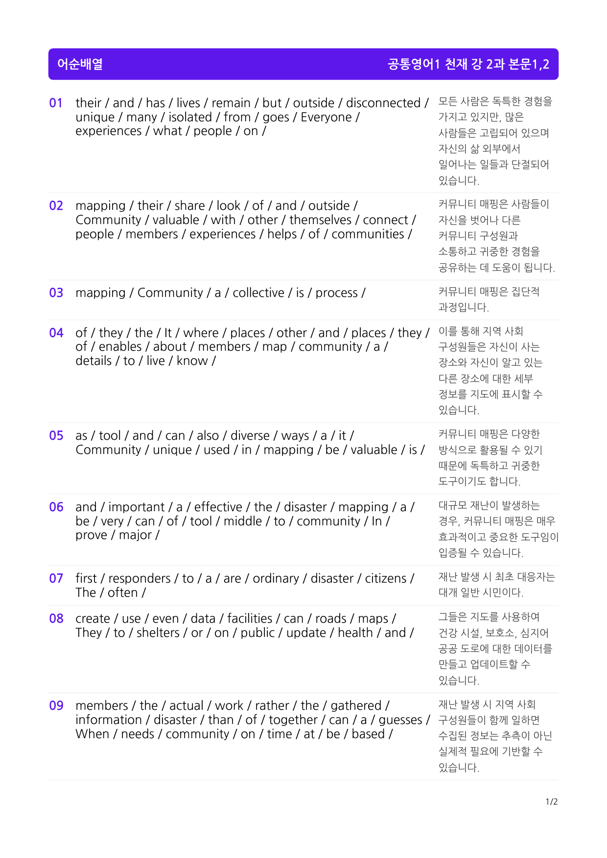 1공통영어1 천재 강, 빠른마인드맵+좌배빈, 2과 by 최상위영어_preview_15