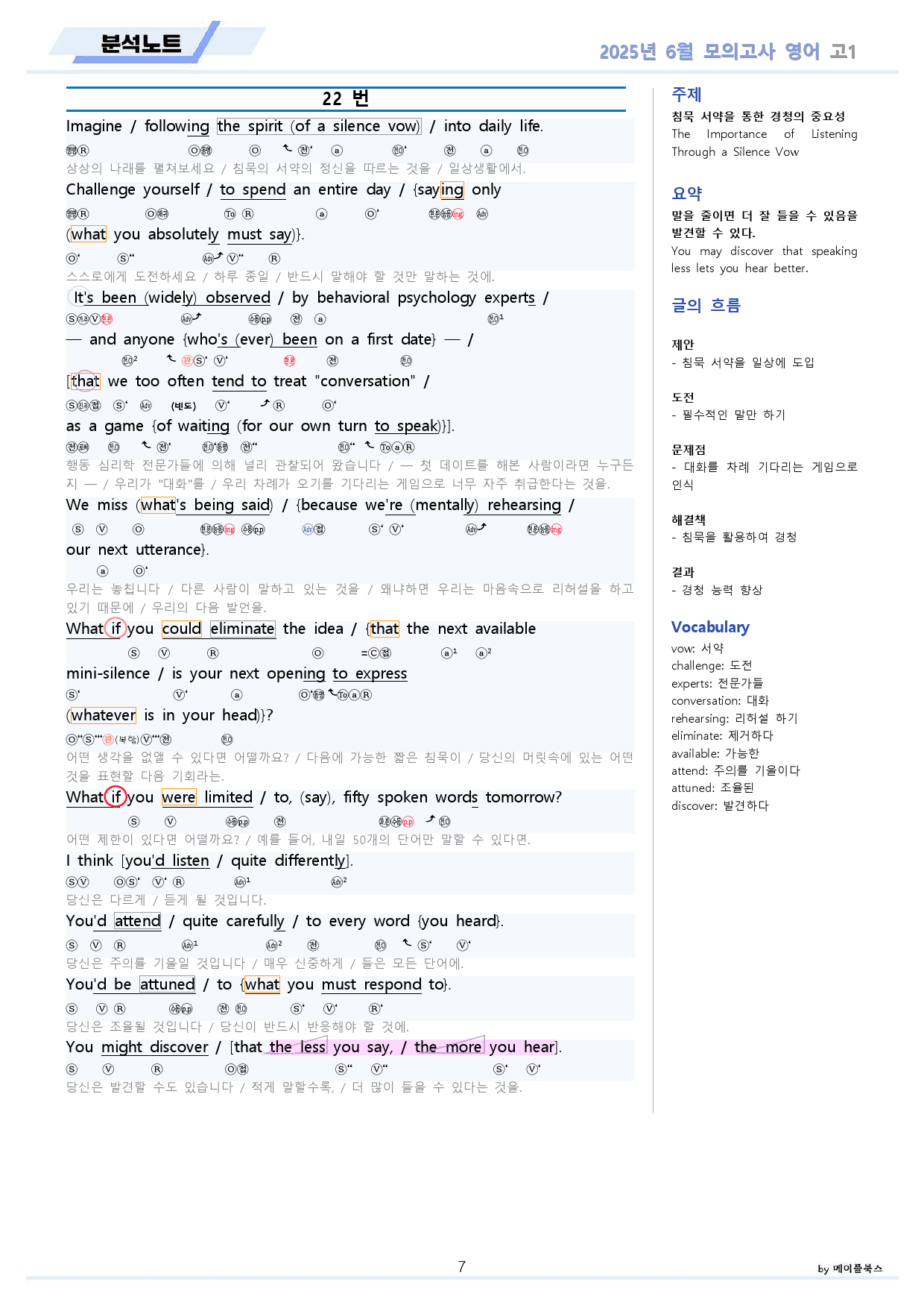 2025년 6월 고1 모의고사 영어 분석노트 변형문제 워크북 통합 할인_preview_7