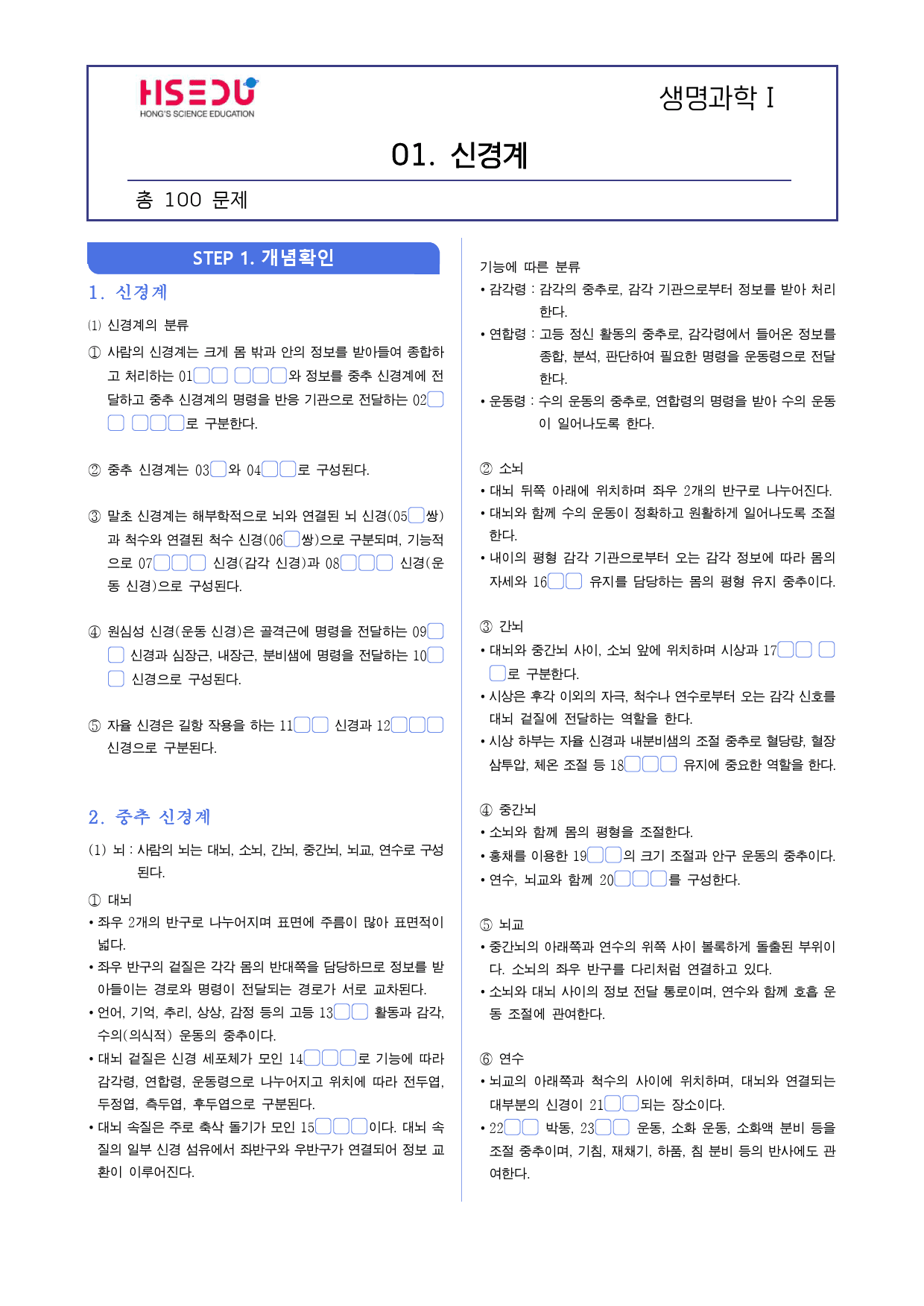 고2 1학기 기말대비 생명과학 1 신경계_preview_1