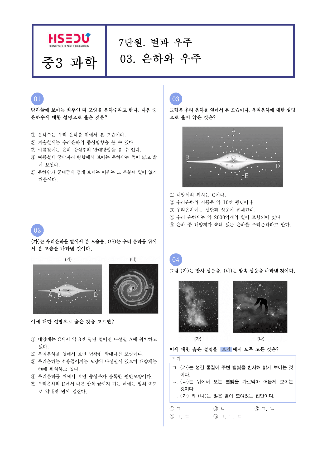 중3-2 7단원 별과 우주-03 은하와 우주 빈출_preview_undefined