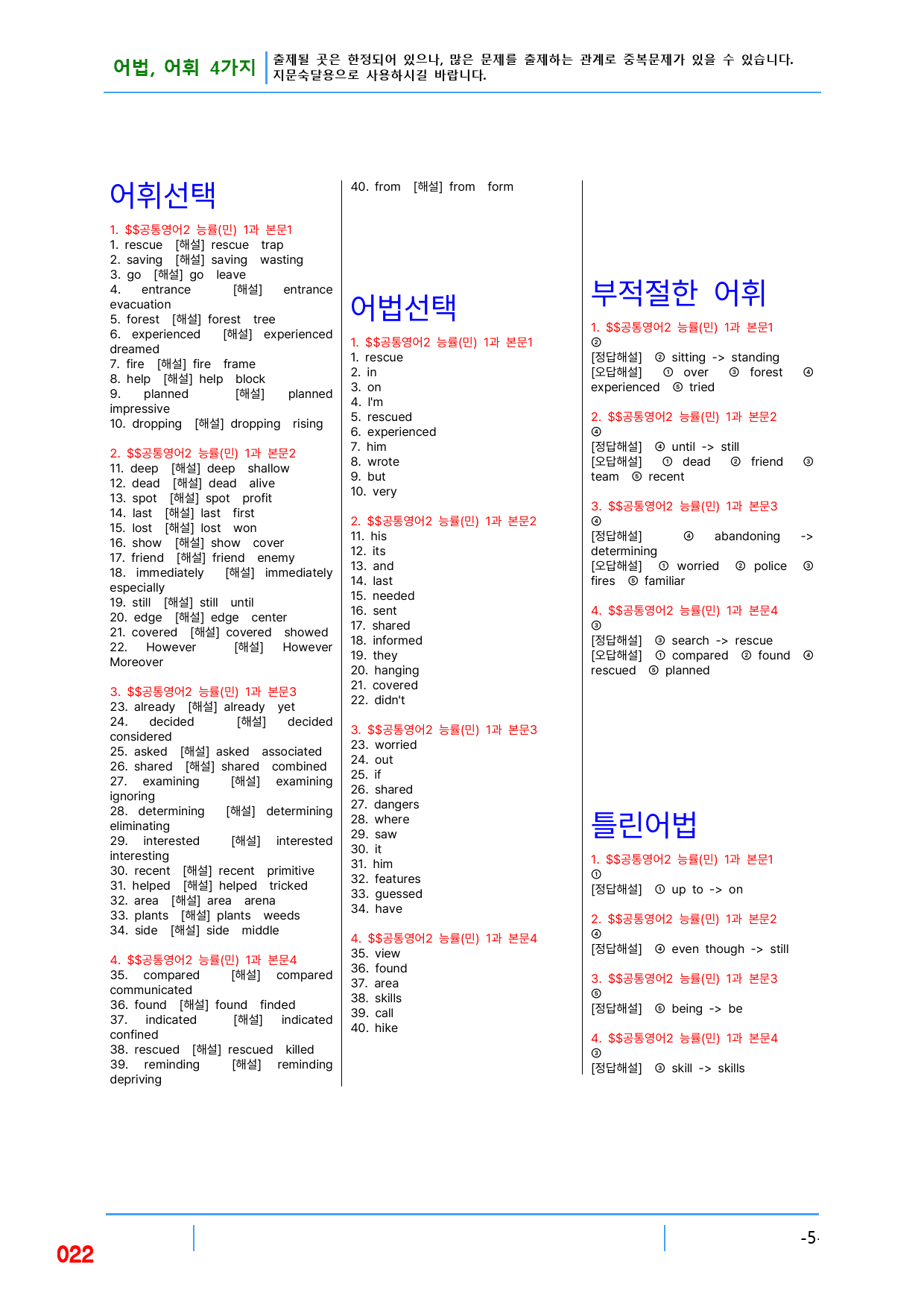 공통영어2 능률(민) 1과, 빠른 어법,어휘 끝_preview_22