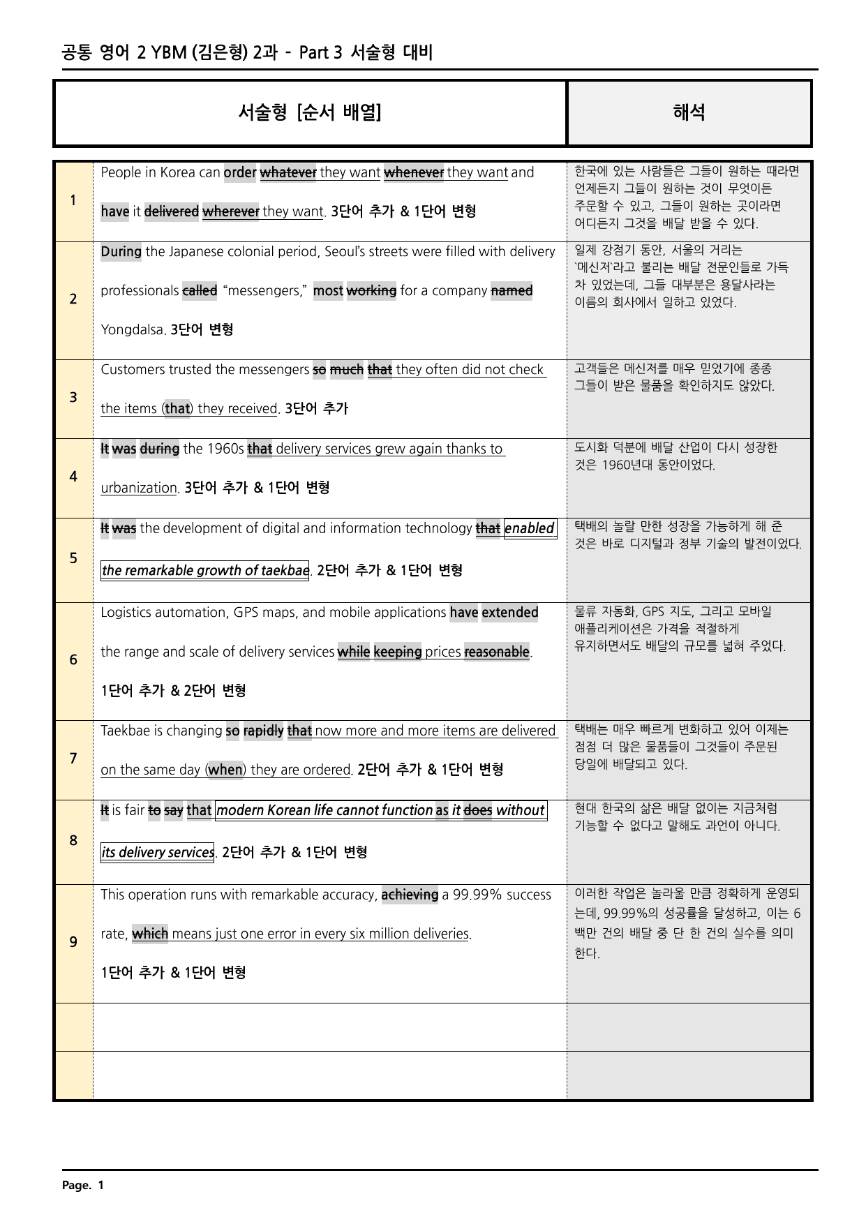 공통영어2 YBM(김) 2과 깔끔한 분석과 완벽한 테스트 (70페이지)_preview_undefined