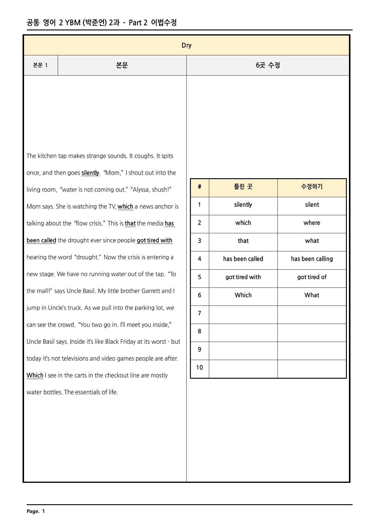공통영어2 YBM(박) 2과 깔끔한 분석과 완벽한 테스트 (56페이지)_preview_undefined