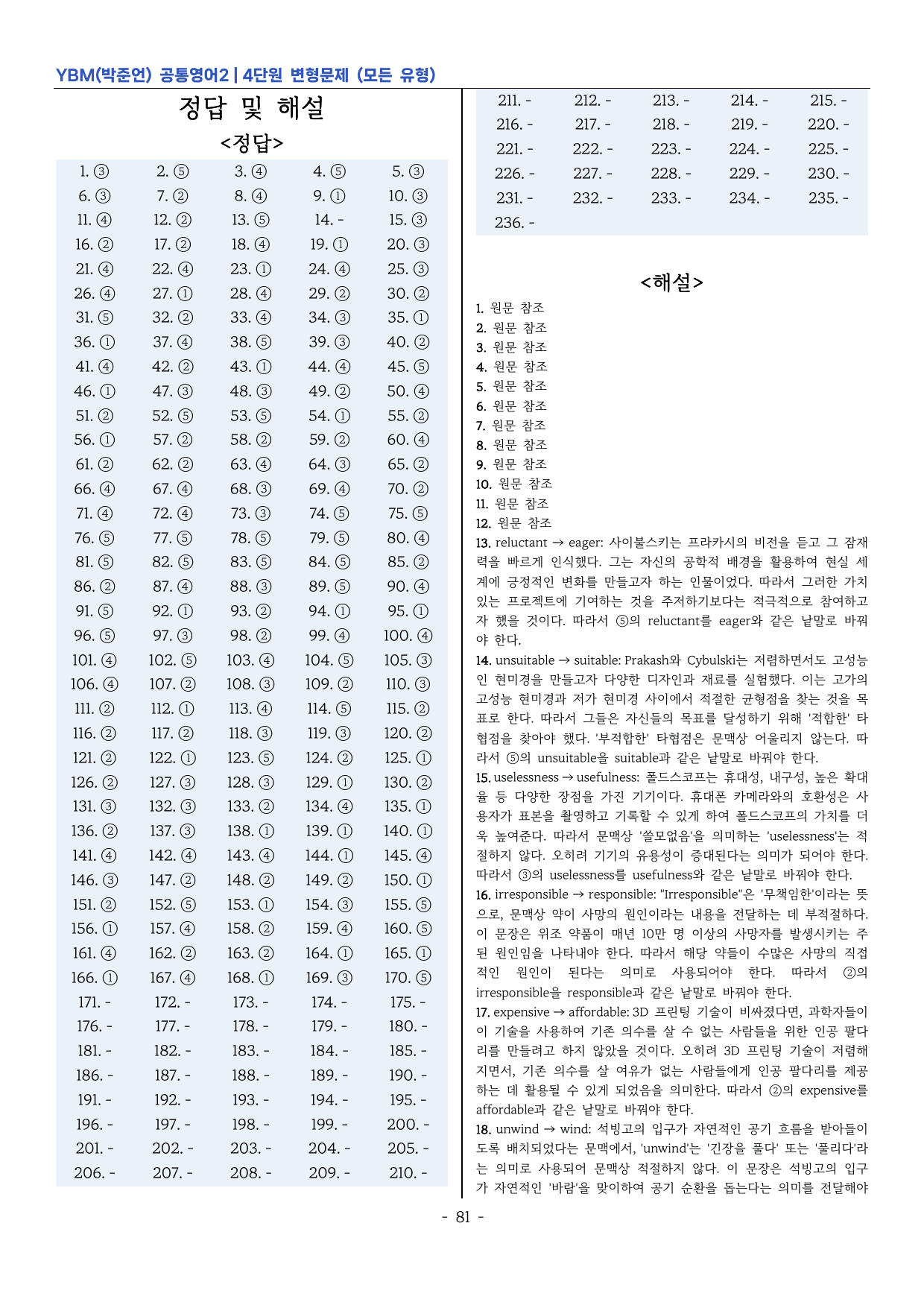 YBM(박준언) 공통영어2 4단원 변형문제 236_preview_undefined