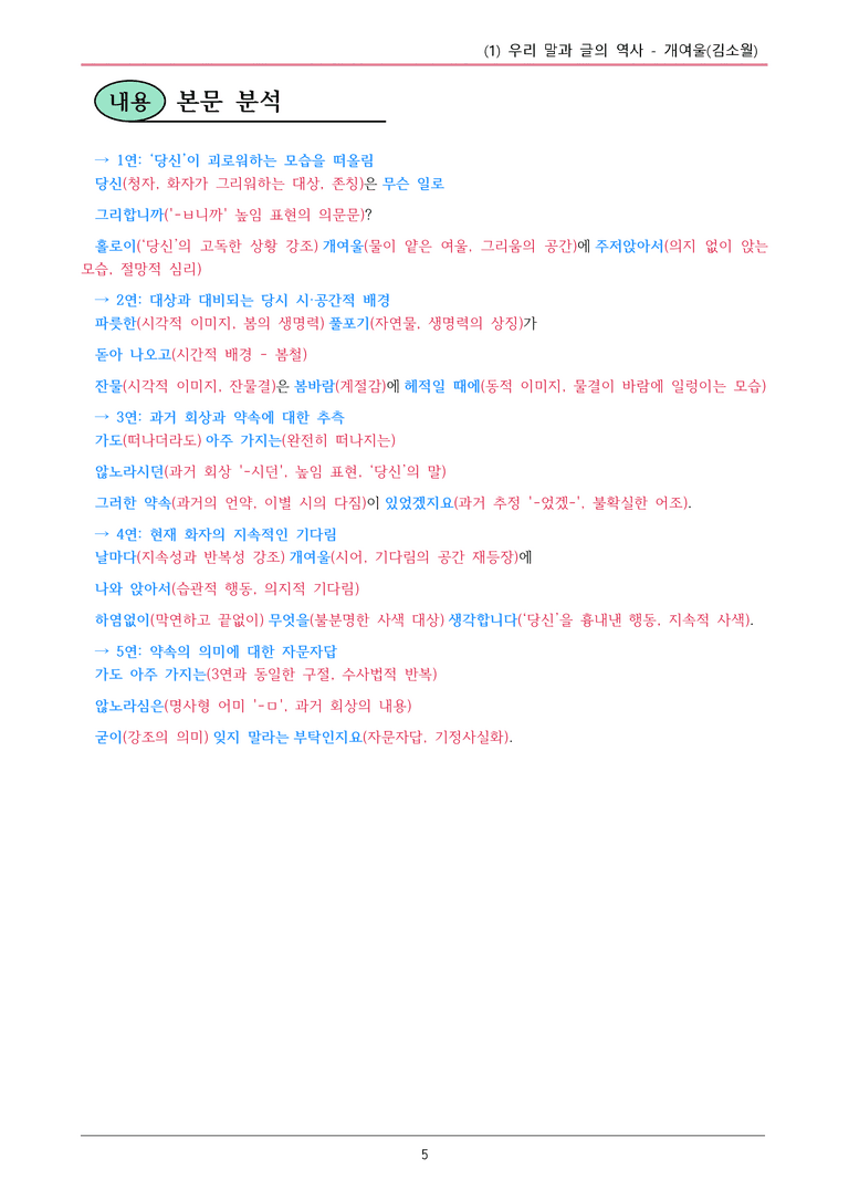 22개정 공통국어2 천재종 1-1 (다)_개여울 내용정리_preview_5