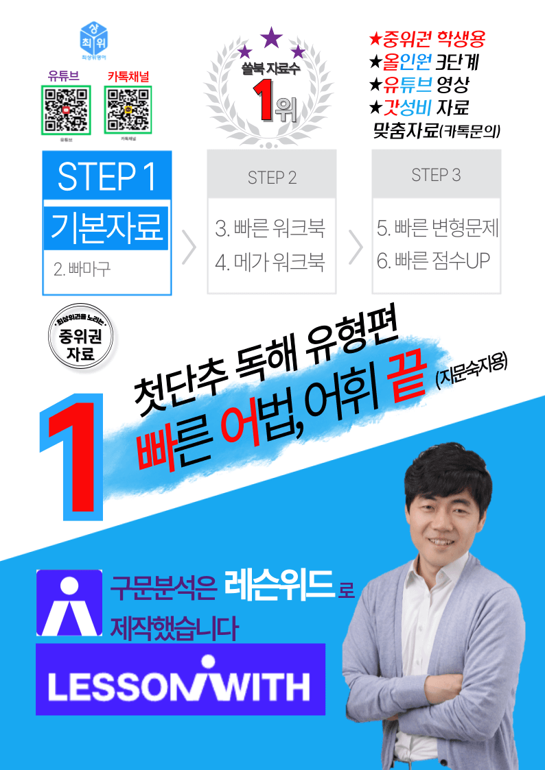 첫단추 독해(유형편) 유형14, 빠른 어휘,어법 끝X4회_promotion