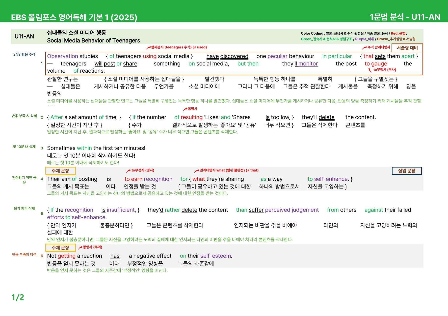 EBS 올림포스 영어독해 기본 1 (2025년) 9~11과 - 상세분석_preview_undefined